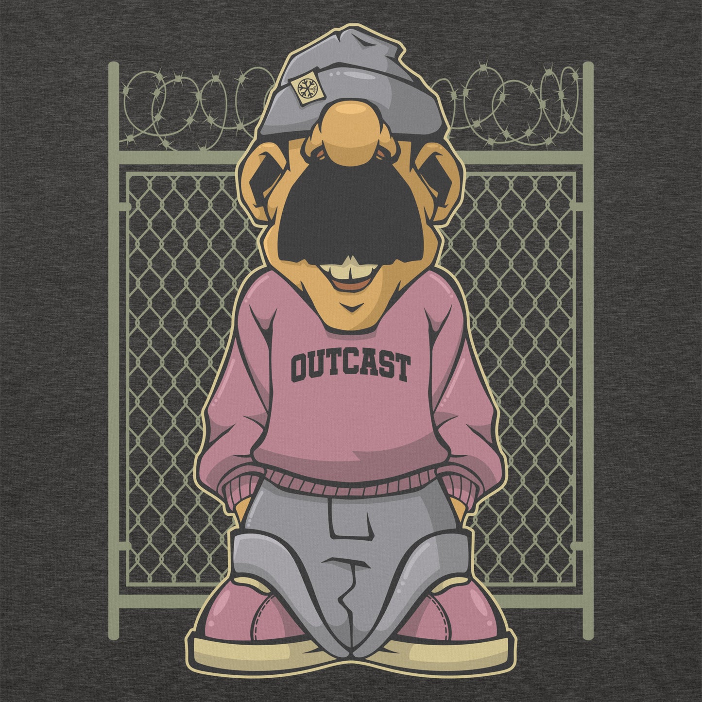 Darkgray-Outcast Graffiti Character Sweatshirt from B.Different Clothing, graphic, graffiti-inspired streetwear