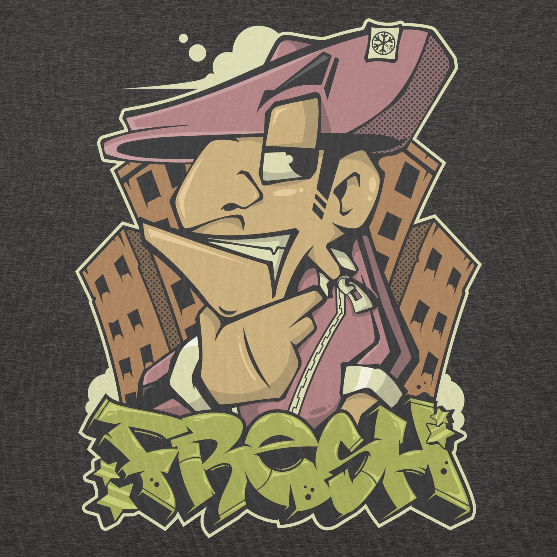 Darkgray-Fresh Graffiti Character Sweatshirt from B.Different Clothing, graphic, graffiti-inspired streetwear