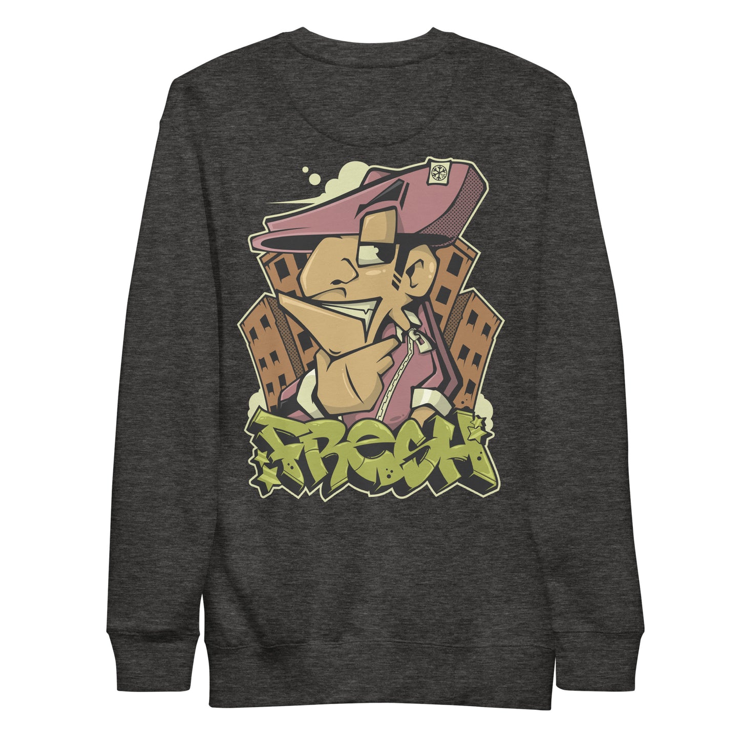 Darkgray-Fresh Graffiti Character Sweatshirt from B.Different Clothing, graphic, graffiti-inspired streetwear