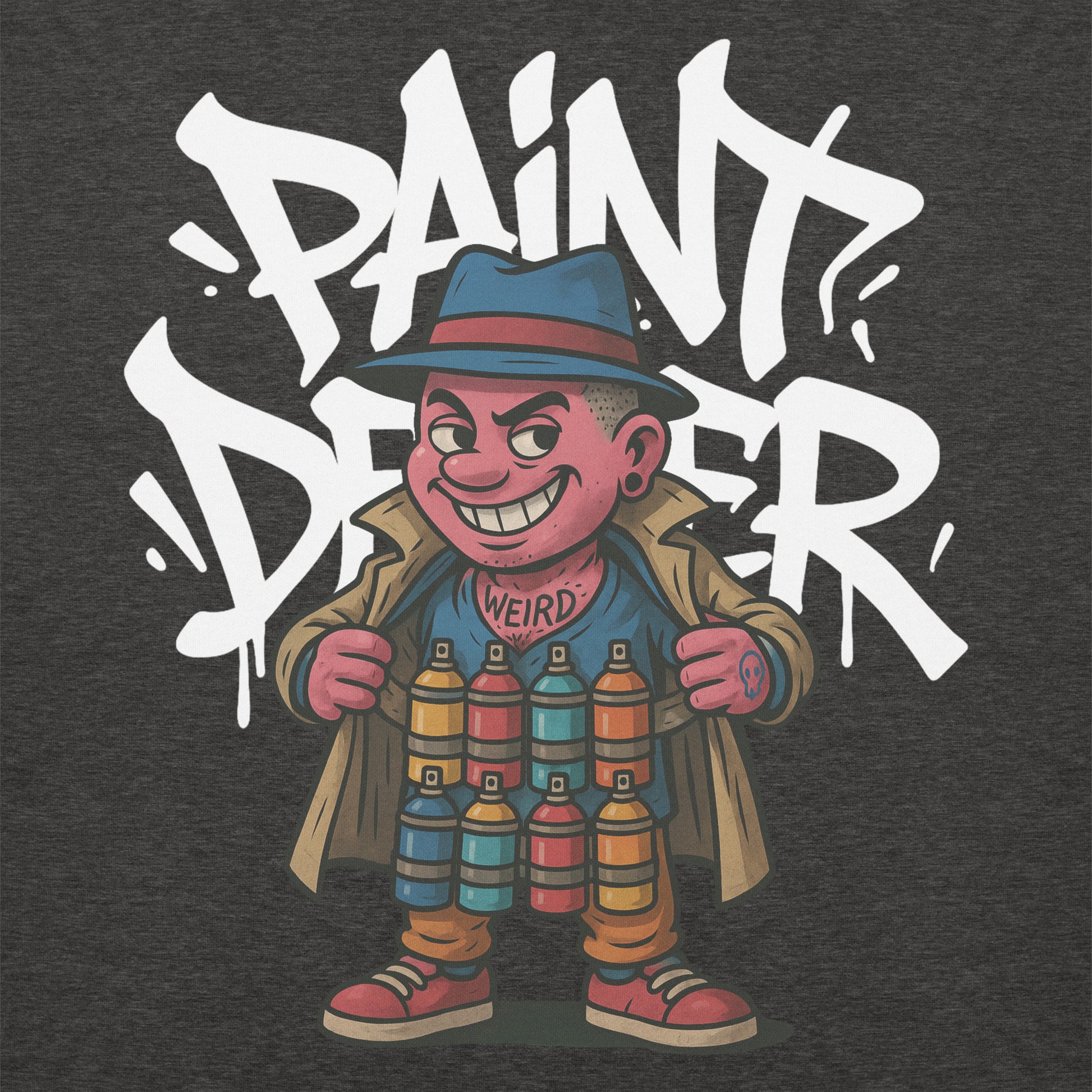 Darkgray-Paint Dealer Graffiti Character Sweatshirt from B.Different Clothing, graphic, graffiti-inspired streetwear