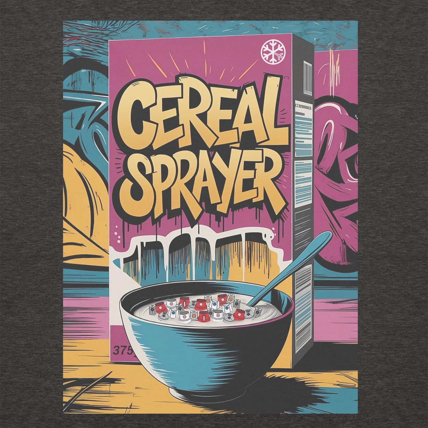 Darkgray-Cereal Sprayer Graffiti Sweatshirt from B.Different Clothing, graphic, graffiti-inspired streetwear