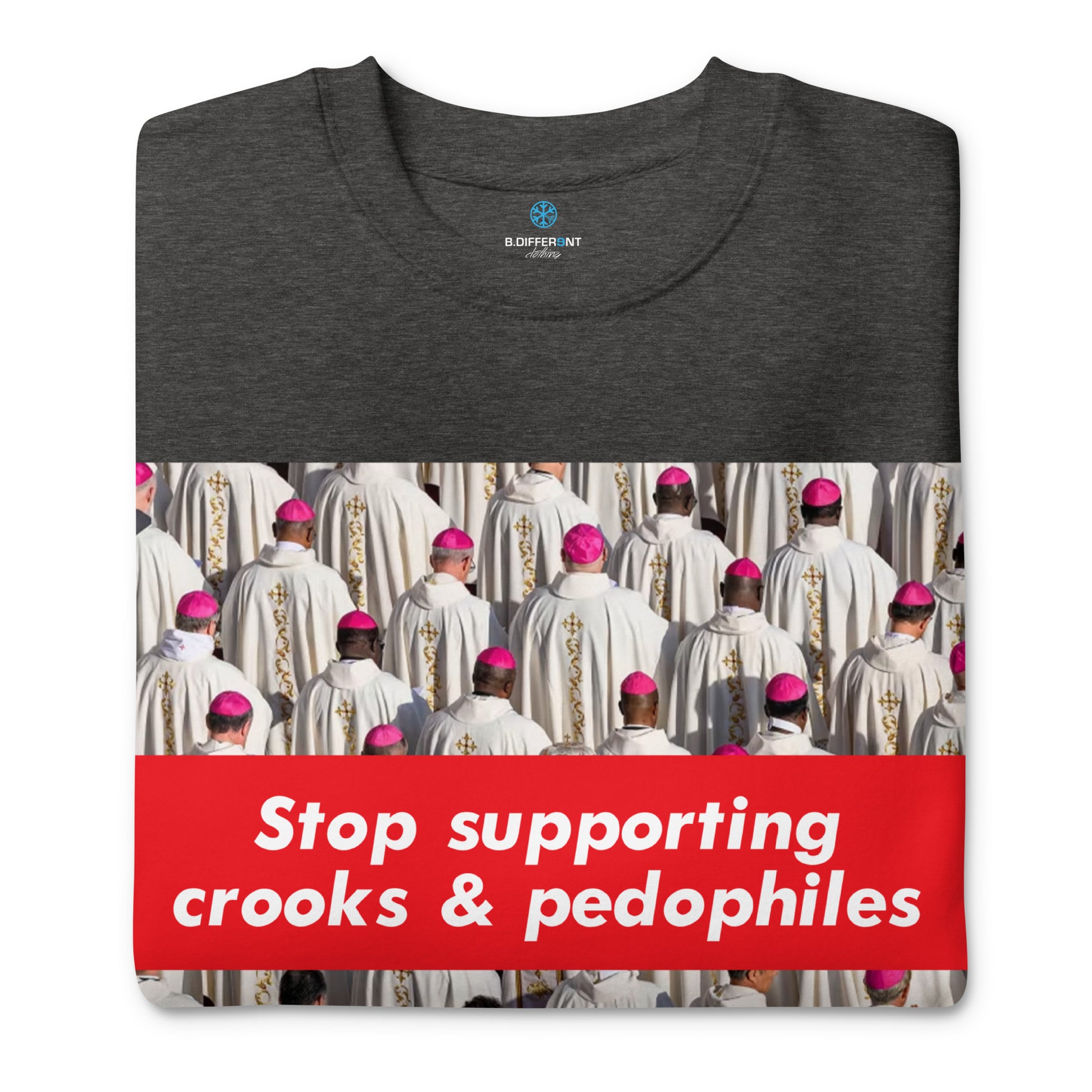 Darkgray-Vatican Crooks Sweatshirt from B.Different Clothing, folded, graffiti-inspired streetwear