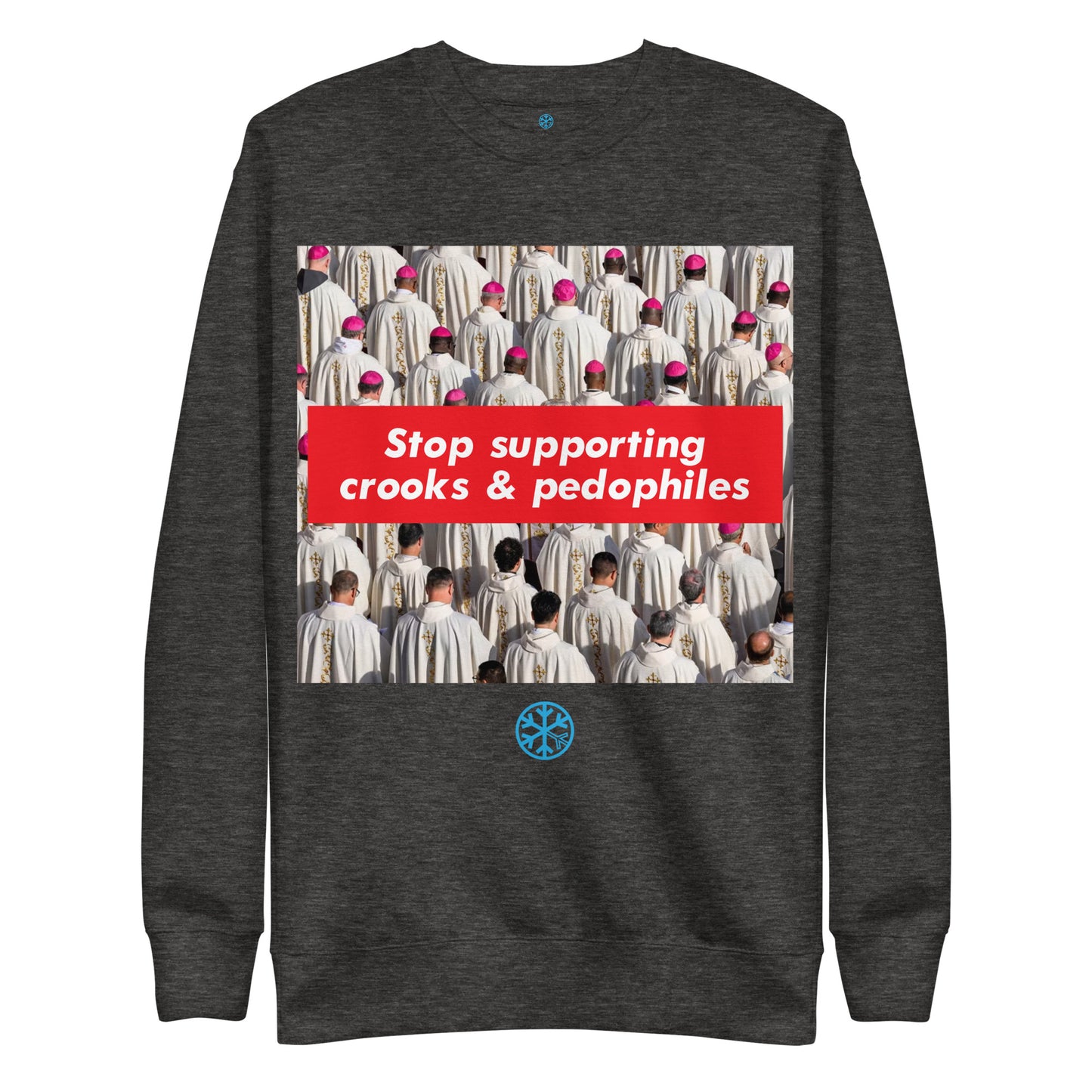 Darkgray-Vatican Crooks Sweatshirt from B.Different Clothing, front view, graffiti-inspired streetwear