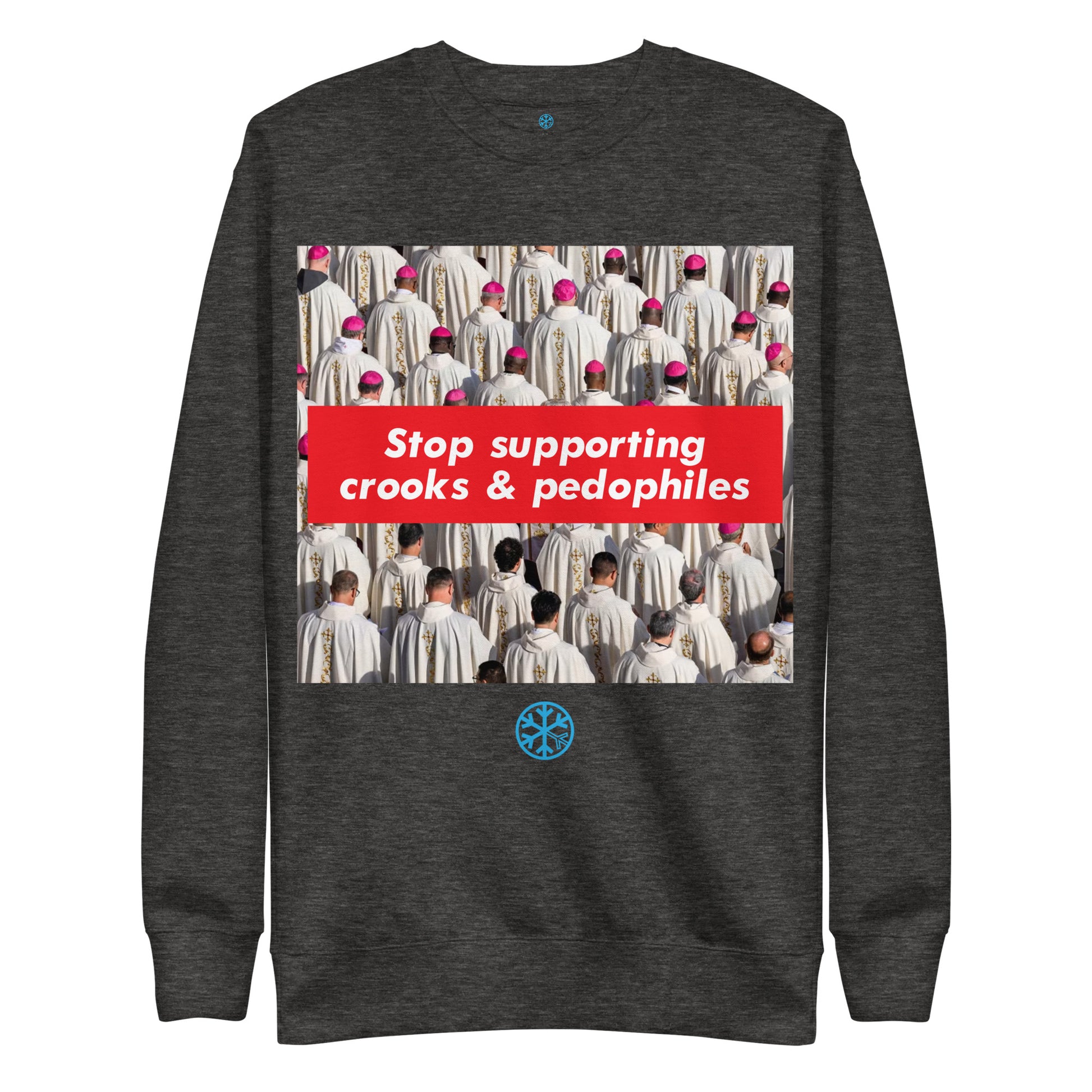 Darkgray-Vatican Crooks Sweatshirt from B.Different Clothing, front view, graffiti-inspired streetwear