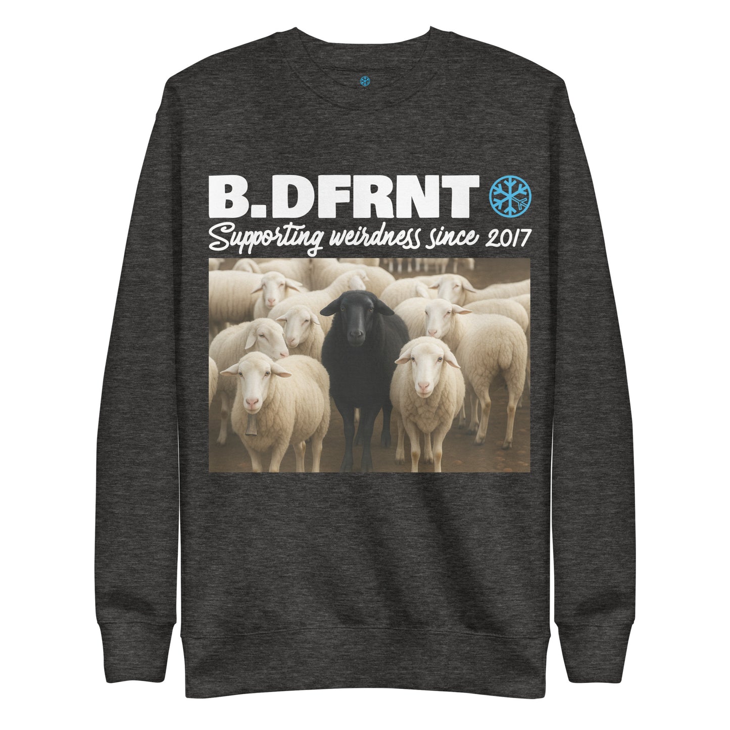 Darkgray-Black Sheep Sweatshirt from B.Different Clothing, front view, graffiti-inspired streetwear