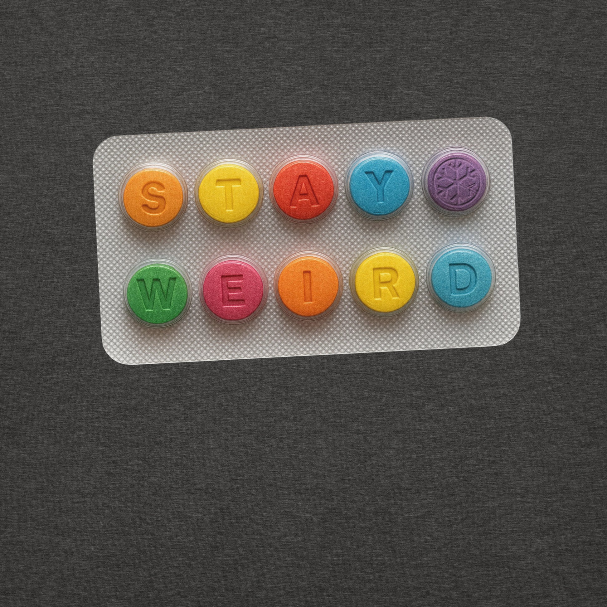 Darkgray-Stay Weird Pills Sweatshirt from B.Different Clothing, graphic, graffiti-inspired streetwear