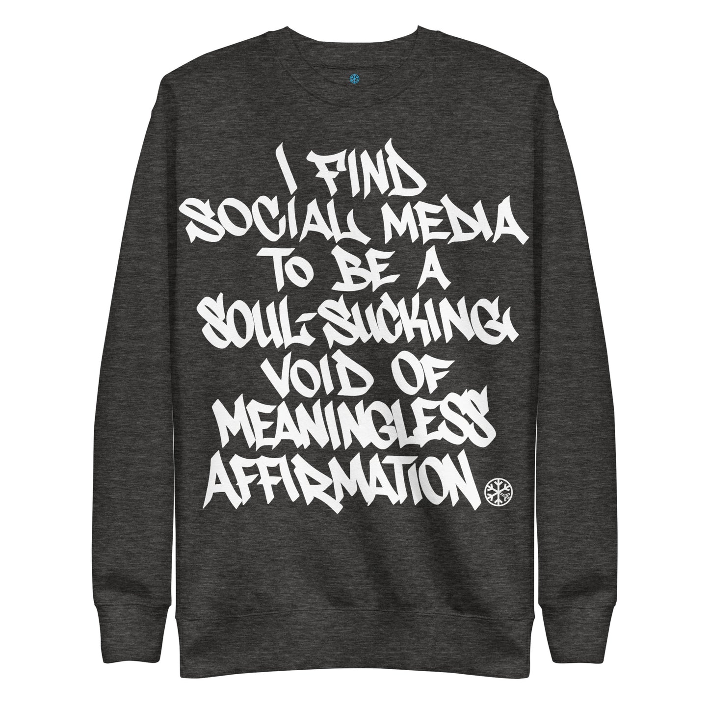 Darkgray-Social Media Graffiti Tag Sweatshirt from B.Different Clothing, front view, graffiti-inspired streetwear
