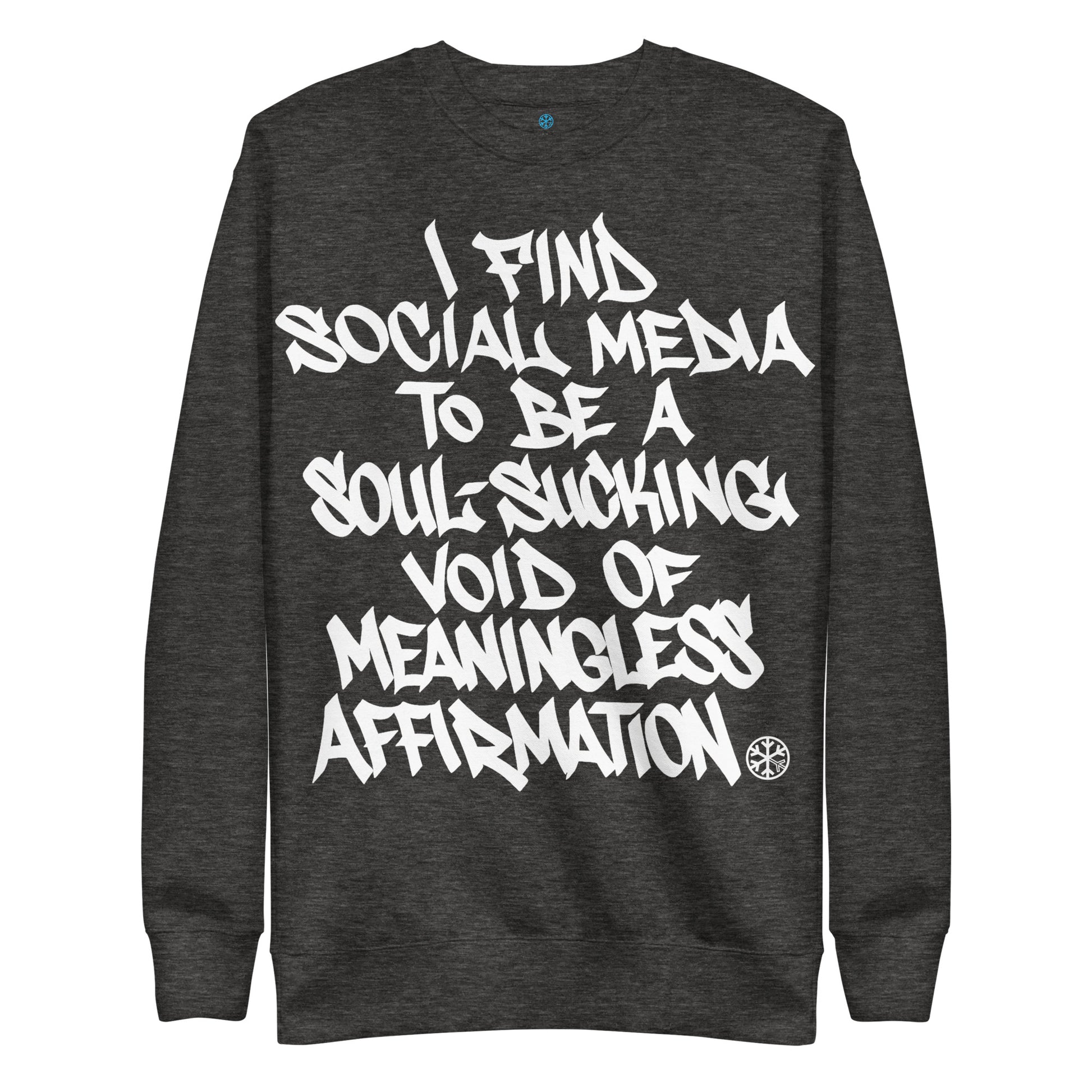 Darkgray-Social Media Graffiti Tag Sweatshirt from B.Different Clothing, front view, graffiti-inspired streetwear