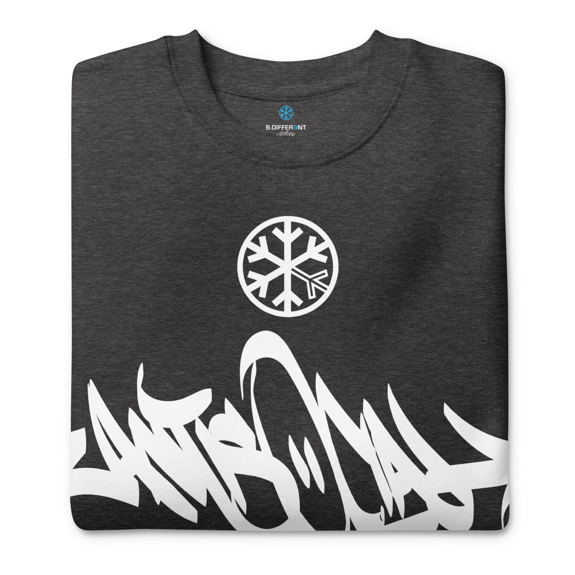 Darkgray-Antisocial Graffiti Tag Sweatshirt from B.Different Clothing, folded, graffiti-inspired streetwear