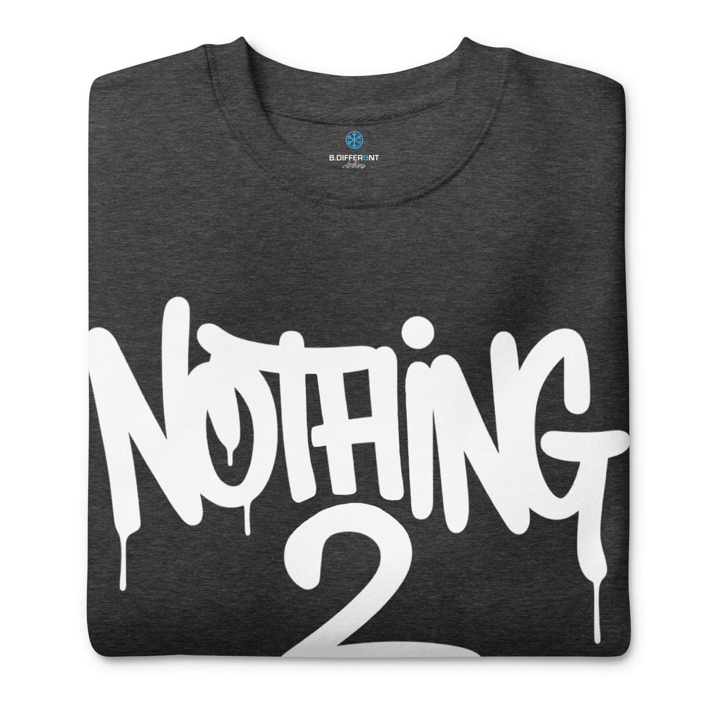 Darkgray-Nothing 2 Obey Graffiti Sweatshirt from B.Different Clothing, folded, graffiti-inspired streetwear