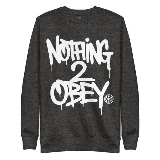 Darkgray-Nothing 2 Obey Graffiti Sweatshirt from B.Different Clothing, front view, graffiti-inspired streetwear