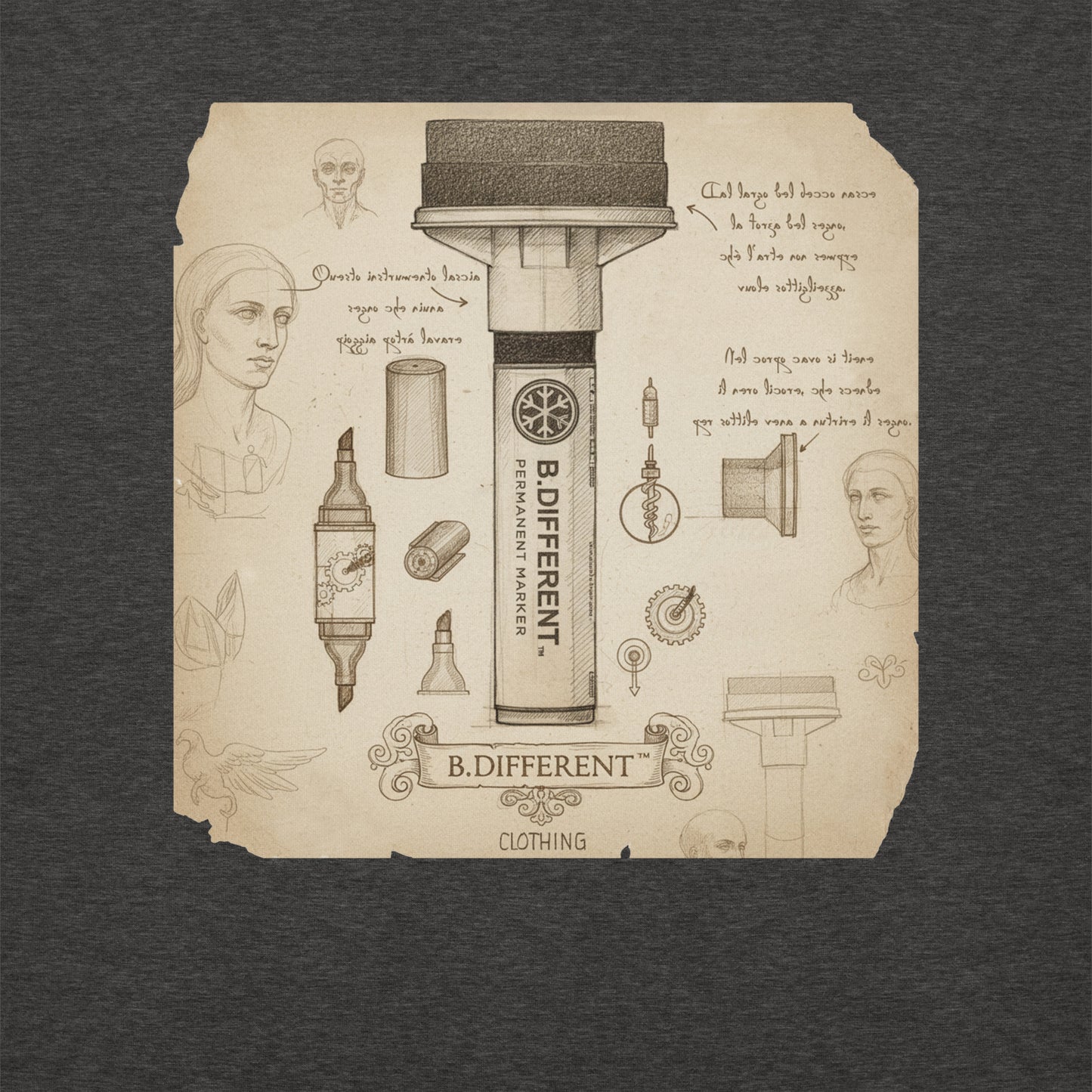 Darkgray-Marker Sketch Graffiti Sweatshirt from B.Different Clothing, graphic, graffiti-inspired streetwear