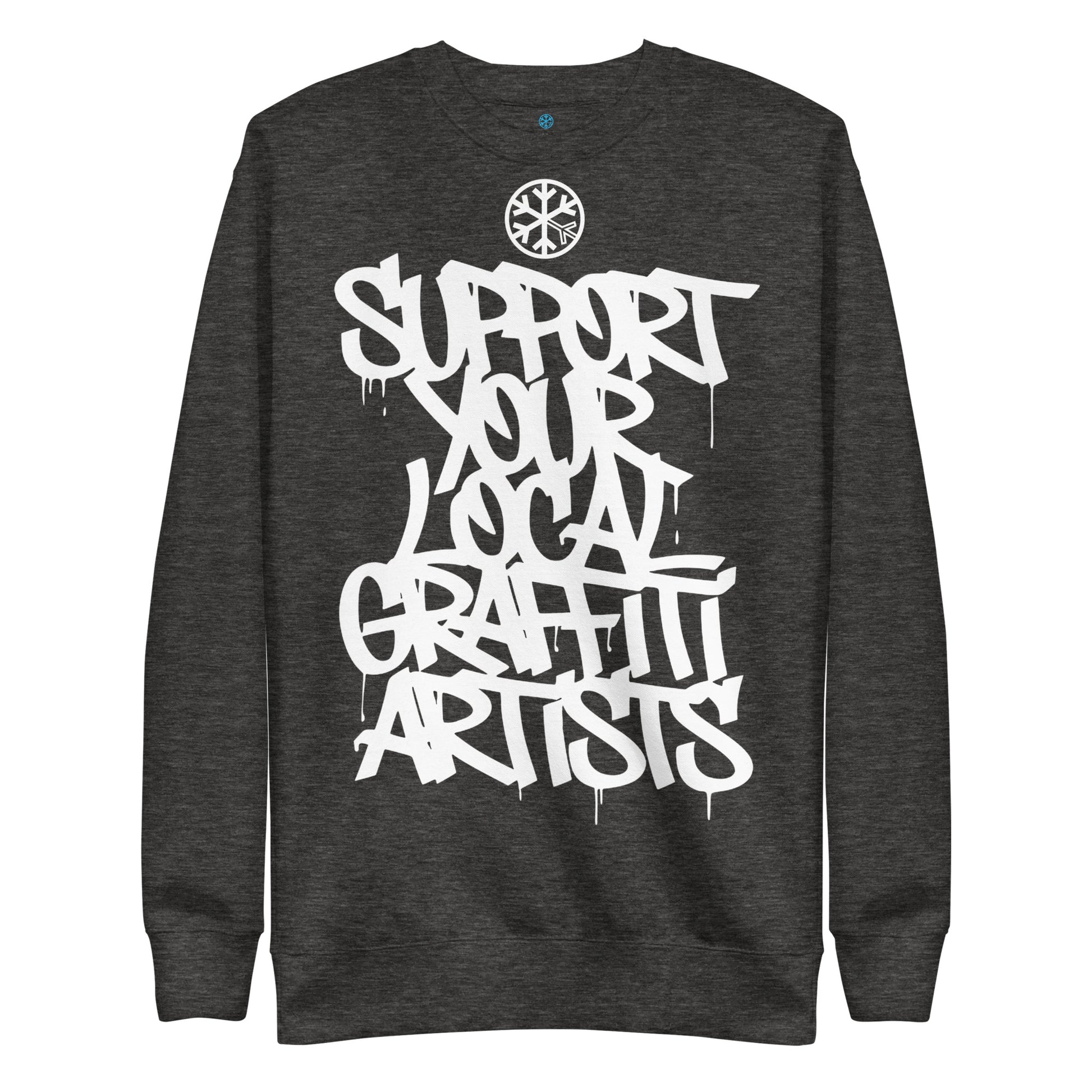 Darkgray-Support Your Local Graffiti Artists Sweatshirt from B.Different Clothing, front view, graffiti-inspired streetwear