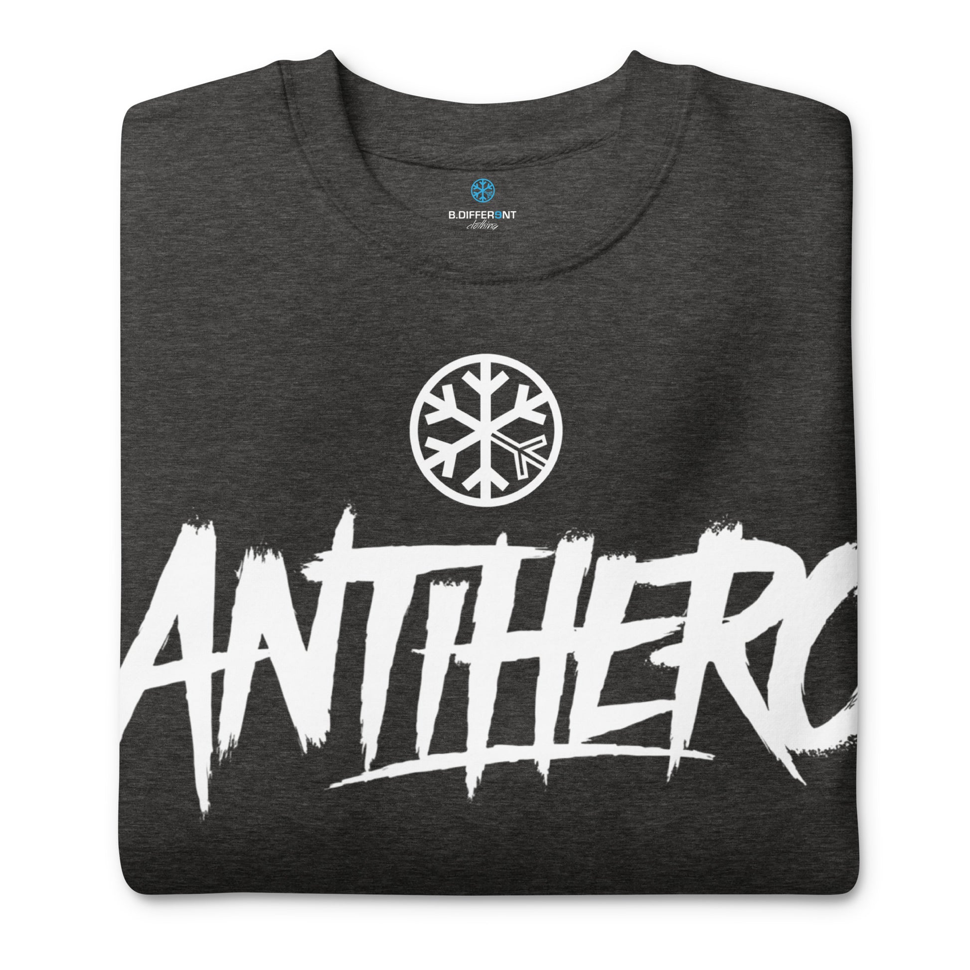 Darkgray-Antihero Graffiti Tag Sweatshirt from B.Different Clothing, folded, graffiti-inspired streetwear