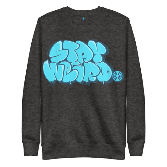 Darkgray-Stay Weird Graffiti Throw-up Sweatshirt from B.Different Clothing, front view, graffiti-inspired streetwear