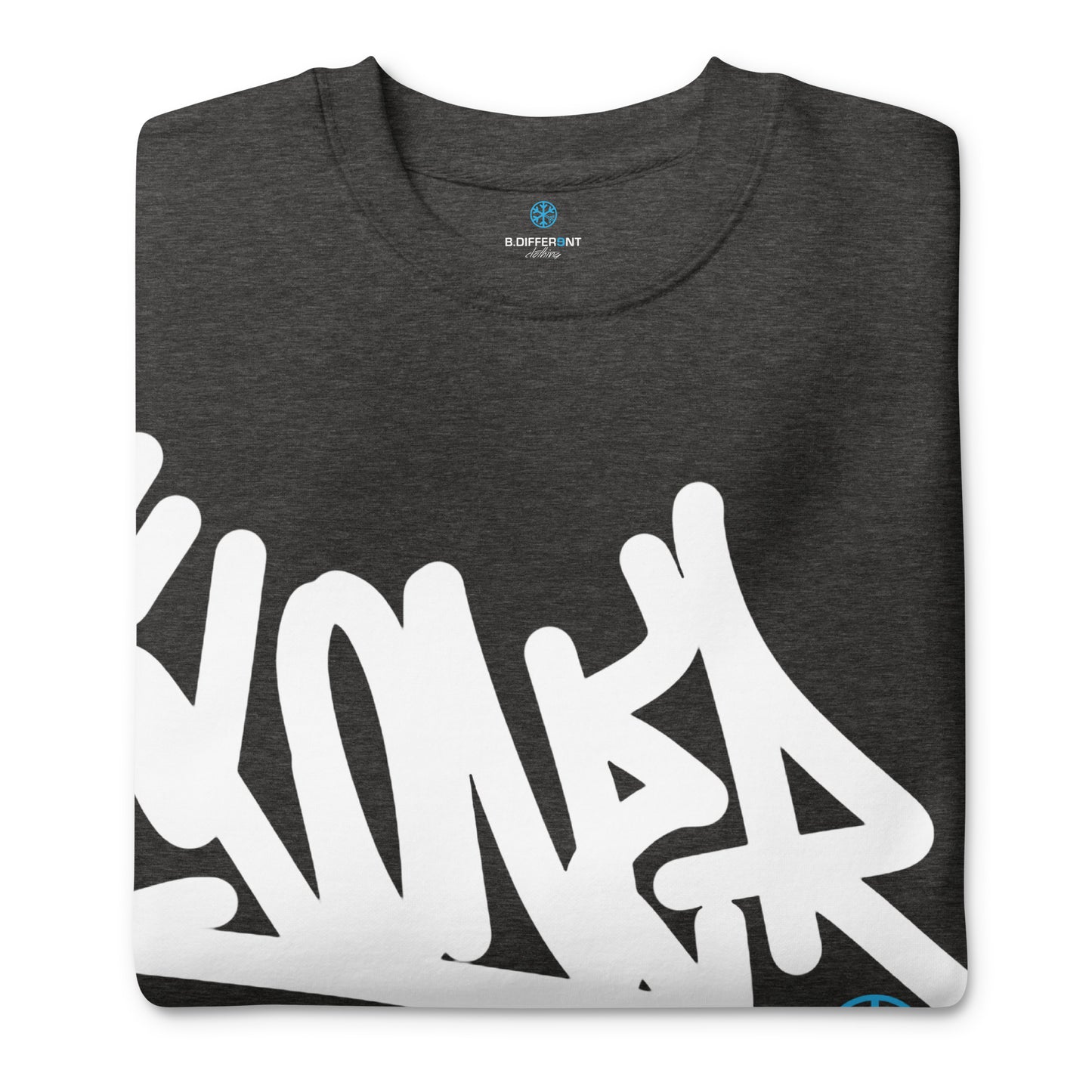 Darkgray-Loner Graffiti Tag Sweatshirt from B.Different Clothing, folded, graffiti-inspired streetwear