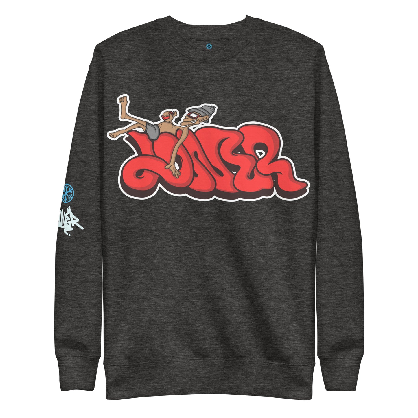 Darkgray-Loner Graffiti Piece Sweatshirt from B.Different Clothing, front view, graffiti-inspired streetwear
