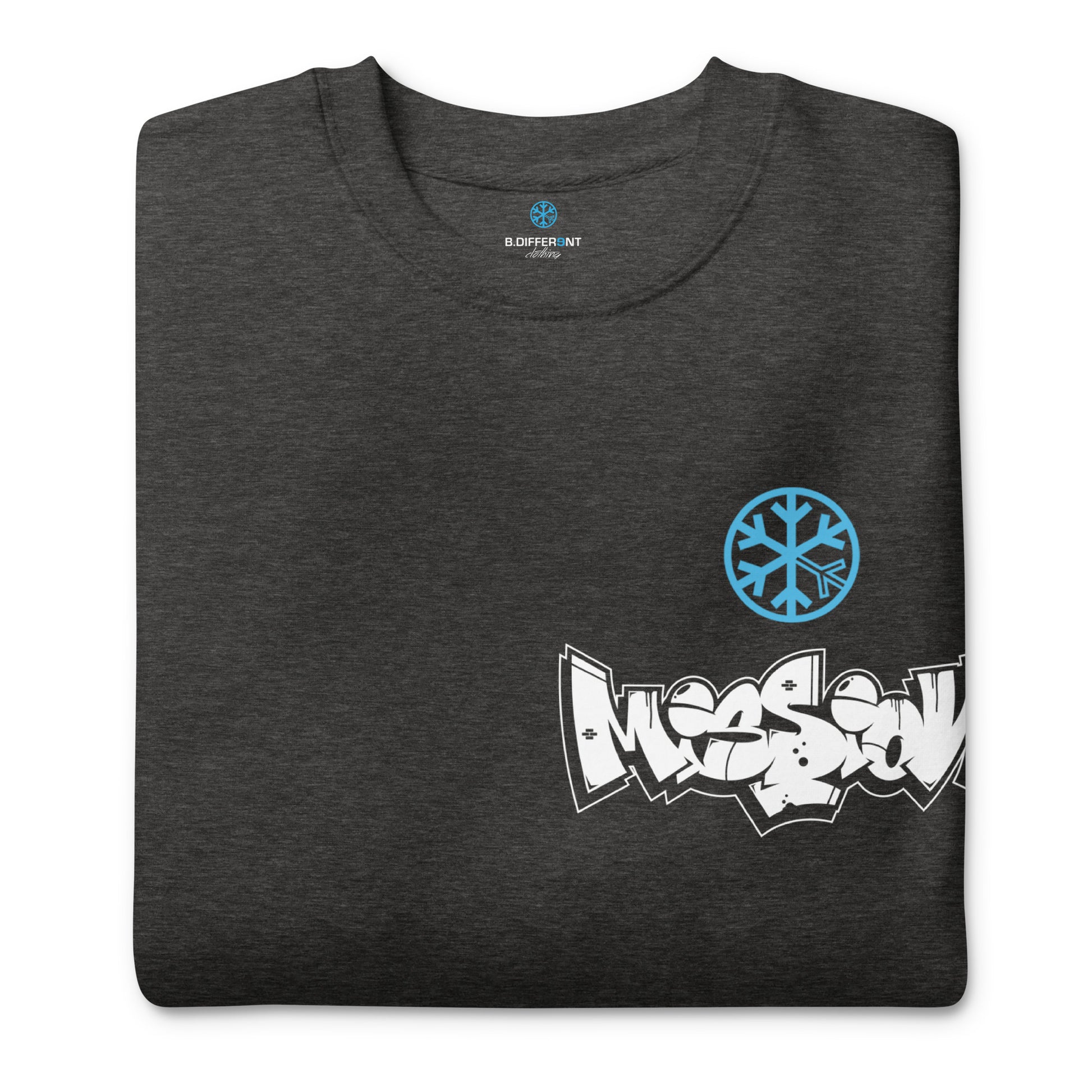 Darkgray-Mission Graffiti Character Sweatshirt from B.Different Clothing, folded, graffiti-inspired streetwear