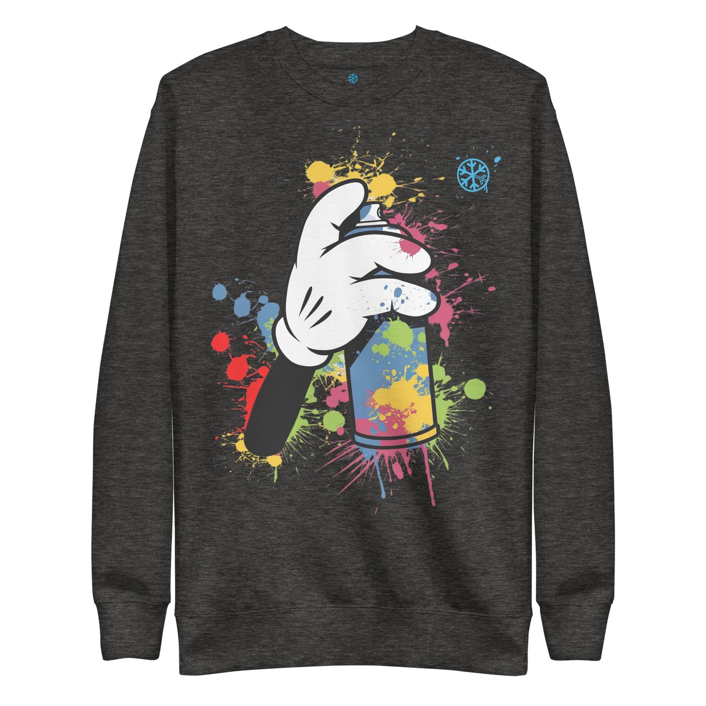 Darkgray-Hand Spray Can Graffiti Sweatshirt from B.Different Clothing, front view, graffiti-inspired streetwear