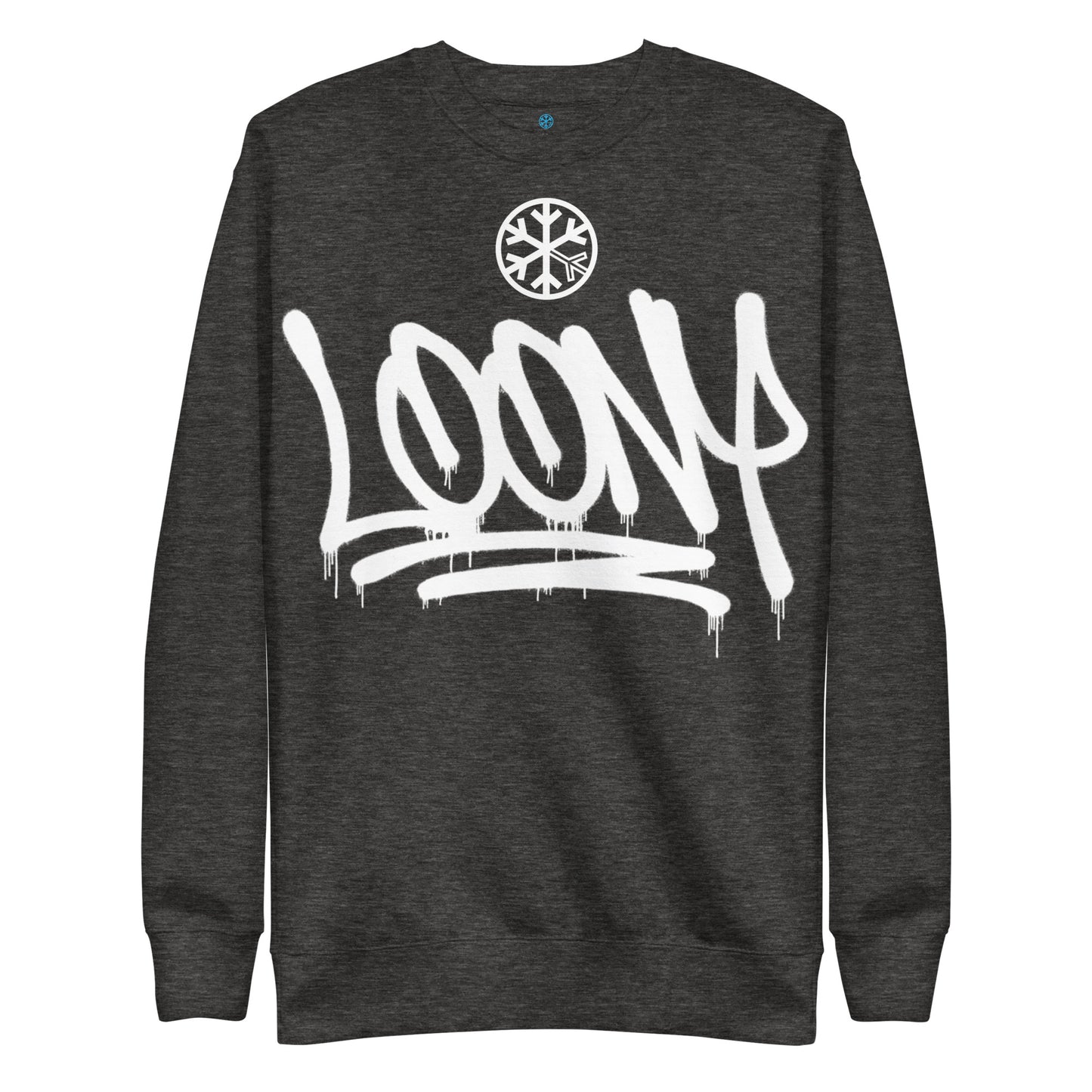 Darkgray-Loony Graffiti Tag Sweatshirt from B.Different Clothing, front view, graffiti-inspired streetwear