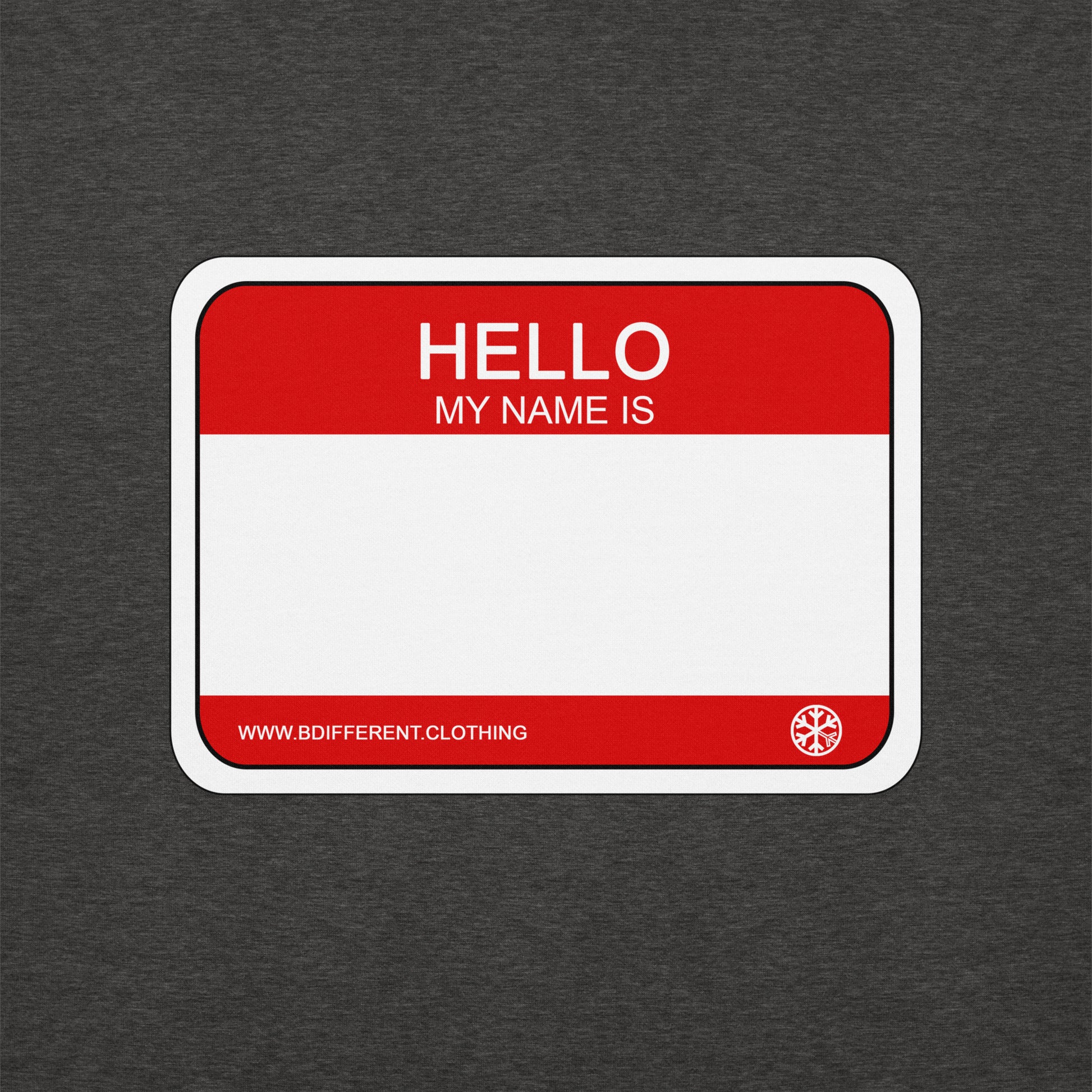 Darkgray-Hello My Name Is Sticker Graffiti Sweatshirt from B.Different Clothing, graphic, graffiti-inspired streetwear