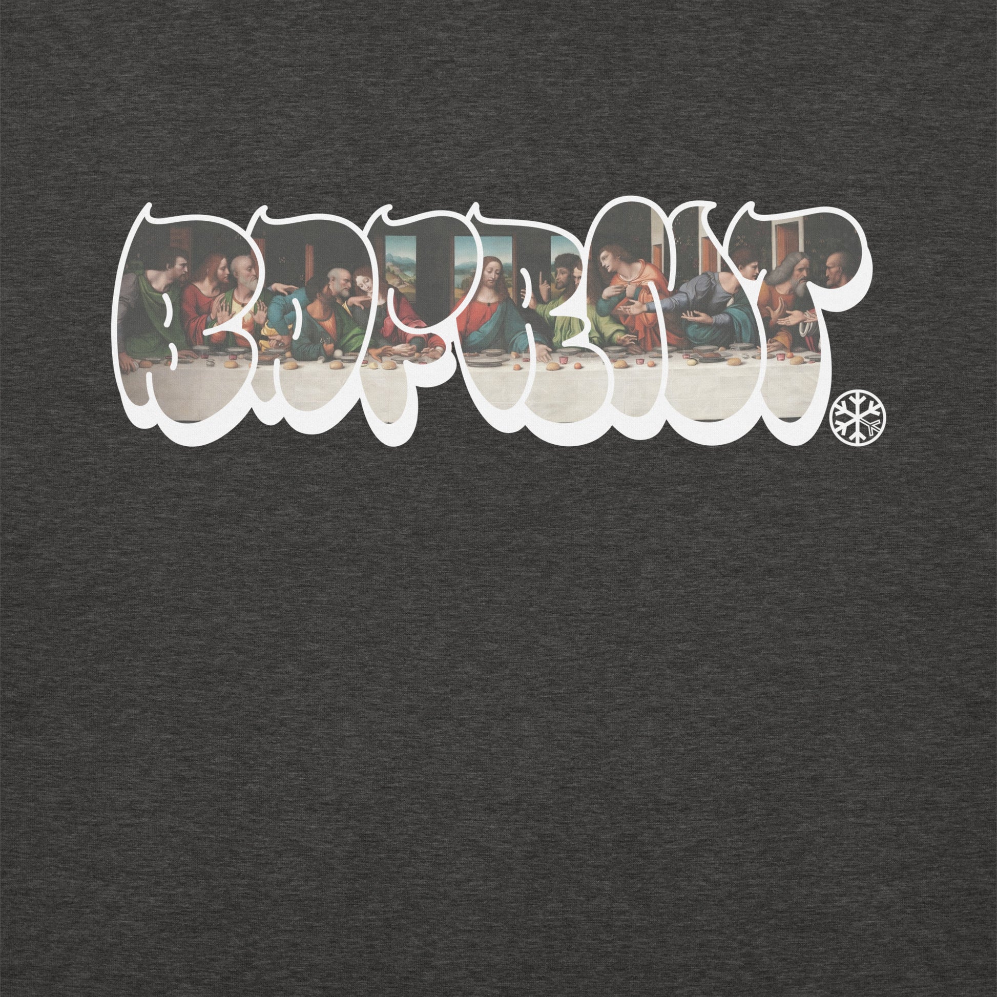 Darkgray-BDFRNT Throwie x Last Supper Graffiti Sweatshirt from B.Different Clothing, graphic, graffiti-inspired streetwear