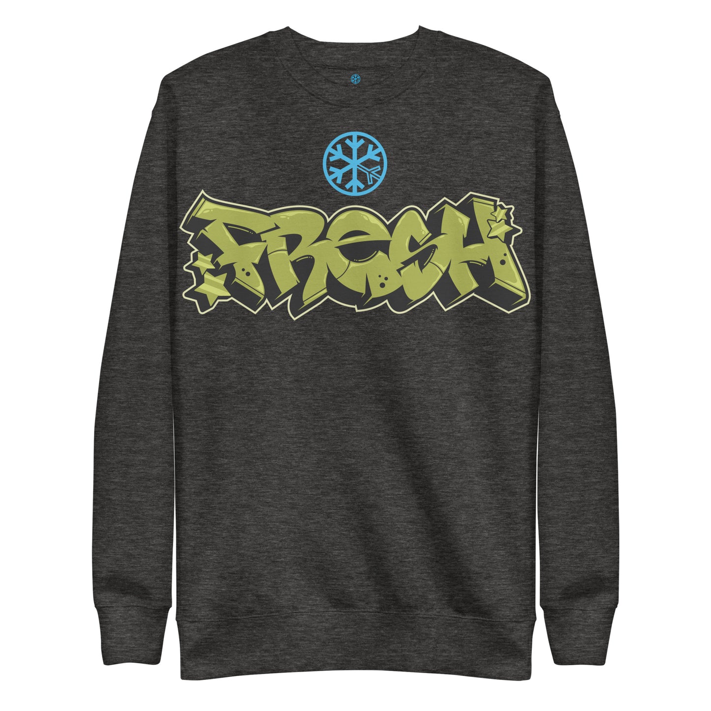 Darkgray-Fresh Graffiti Piece Sweatshirt from B.Different Clothing, front view, graffiti-inspired streetwear