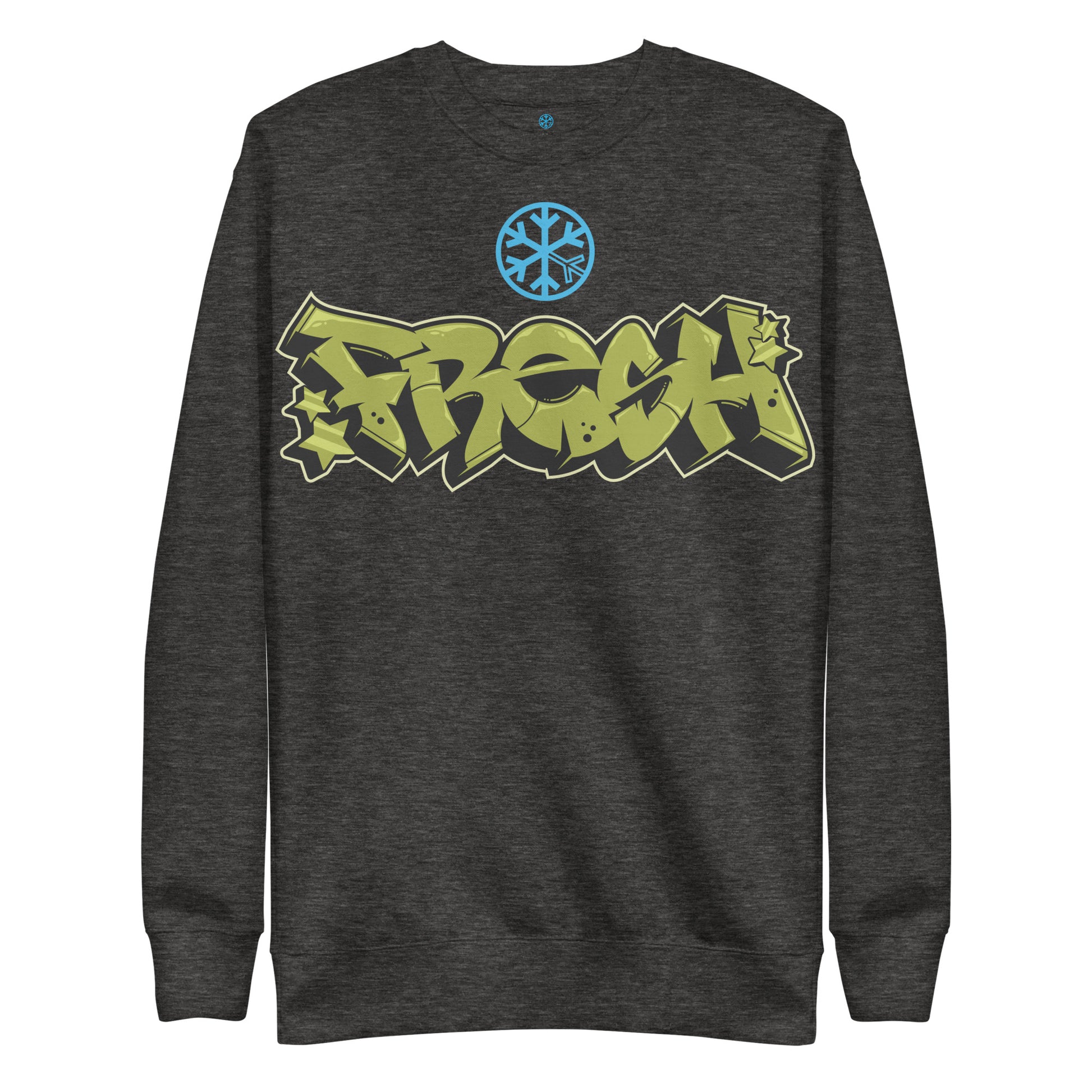 Darkgray-Fresh Graffiti Piece Sweatshirt from B.Different Clothing, front view, graffiti-inspired streetwear