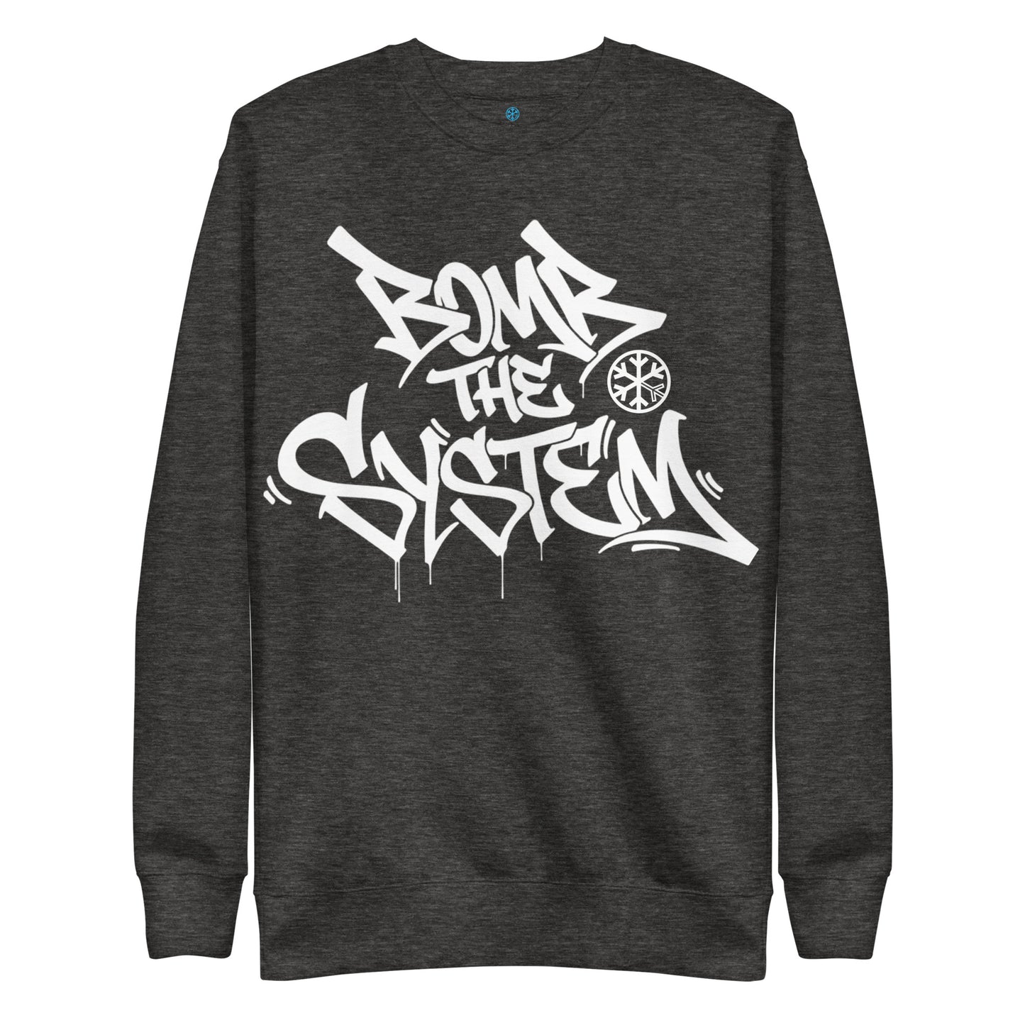 Darkgray-Bomb The System Graffiti Sweatshirt from B.Different Clothing, front view, graffiti-inspired streetwear