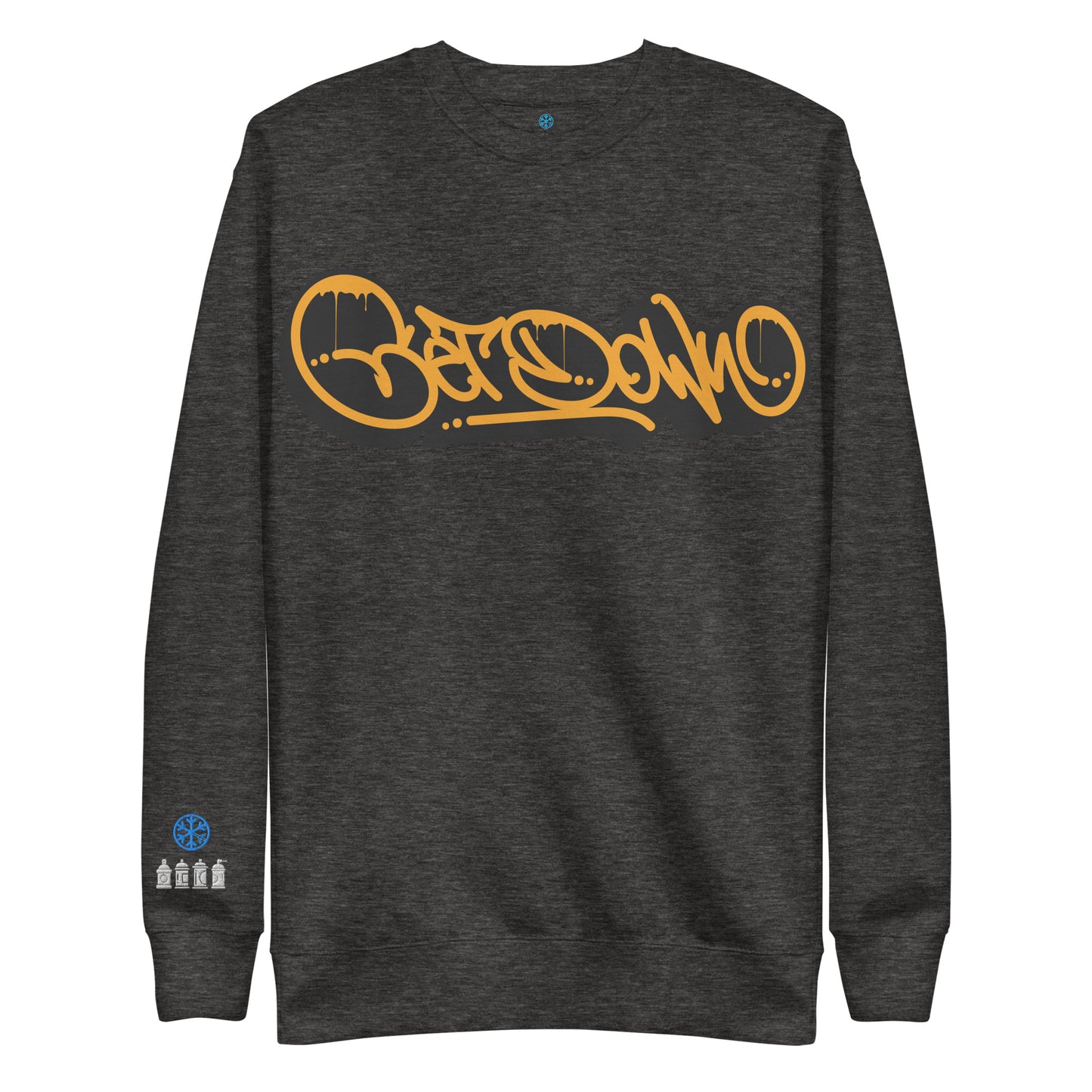 Darkgray-Get Down Graffiti Tag Sweatshirt from B.Different Clothing, front view, graffiti-inspired streetwear