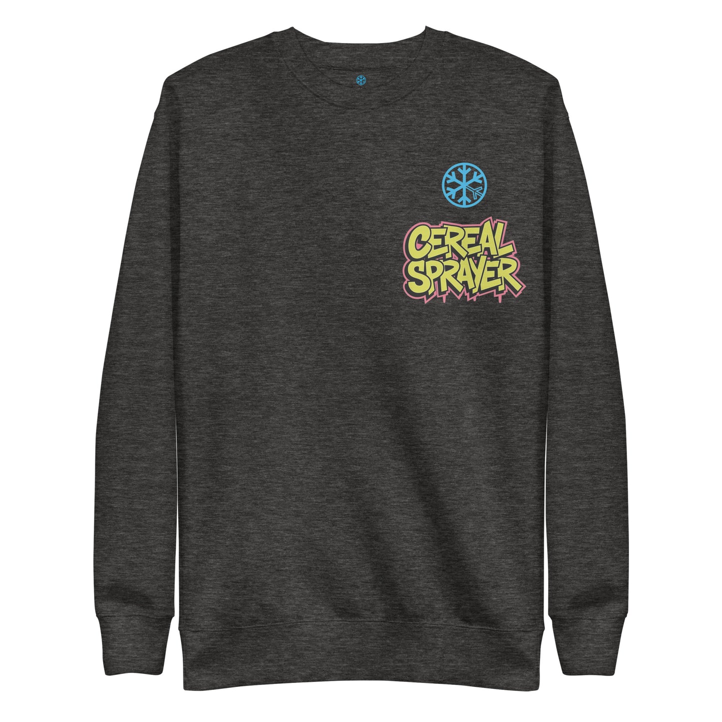 Darkgray-Cereal Sprayer Graffiti Sweatshirt from B.Different Clothing, front view, graffiti-inspired streetwear