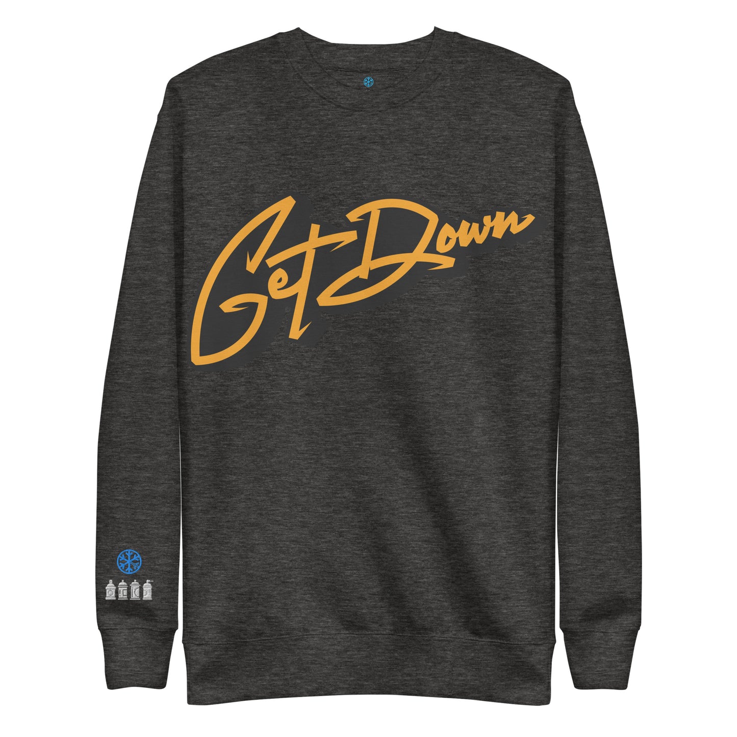 Darkgray-Get Down Graffiti Tag Sweatshirt from B.Different Clothing, front view, graffiti-inspired streetwear