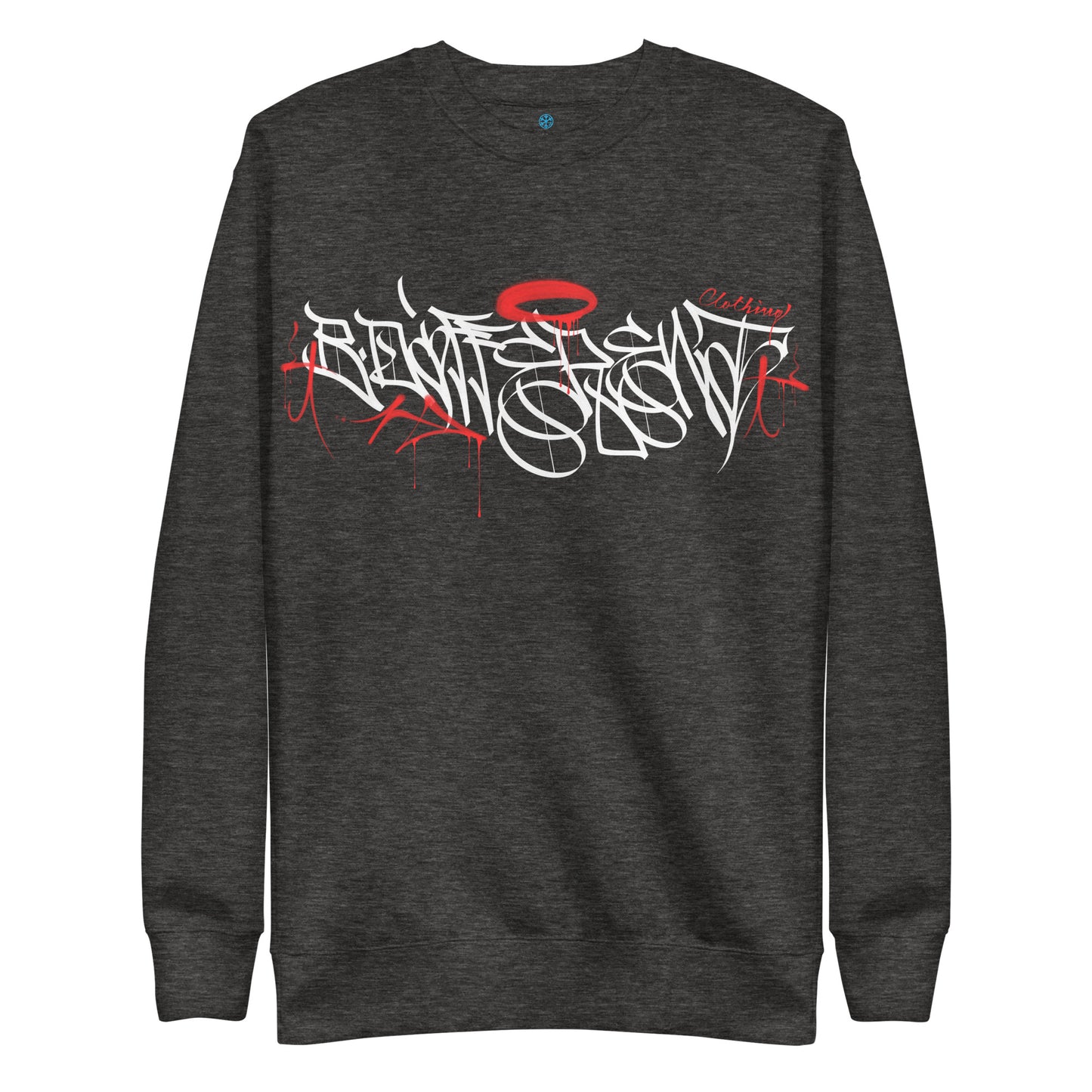 Darkgray-Caos One Collab Graffiti Sweatshirt from B.Different Clothing, front view, graffiti-inspired streetwear