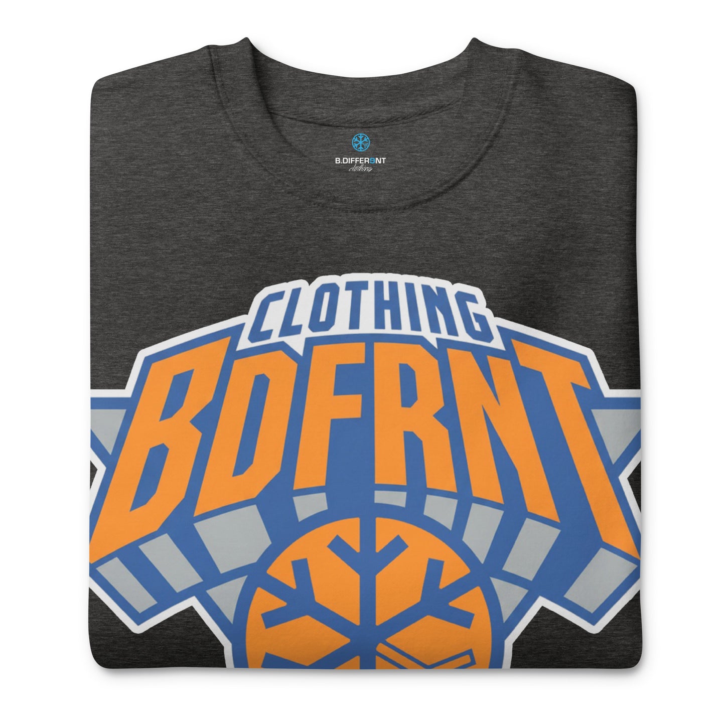 Darkgray-BDFRNT Logo 2011 Sweatshirt from B.Different Clothing, folded, graffiti-inspired streetwear