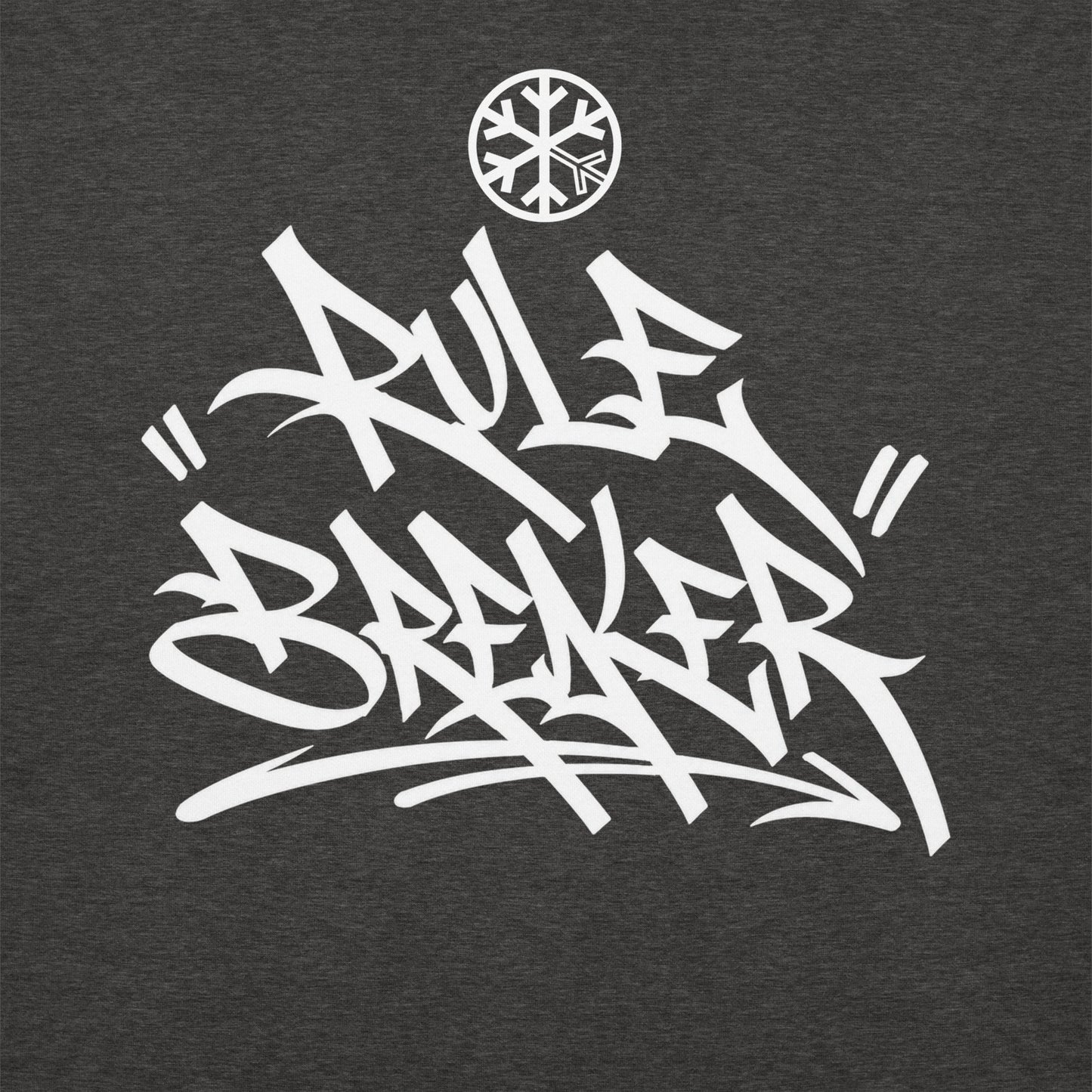 Charcoal Heather-Rule Breaker Graffiti Tag Sweatshirt from B.Different Clothing, front graphic, graffiti-inspired streetwear
