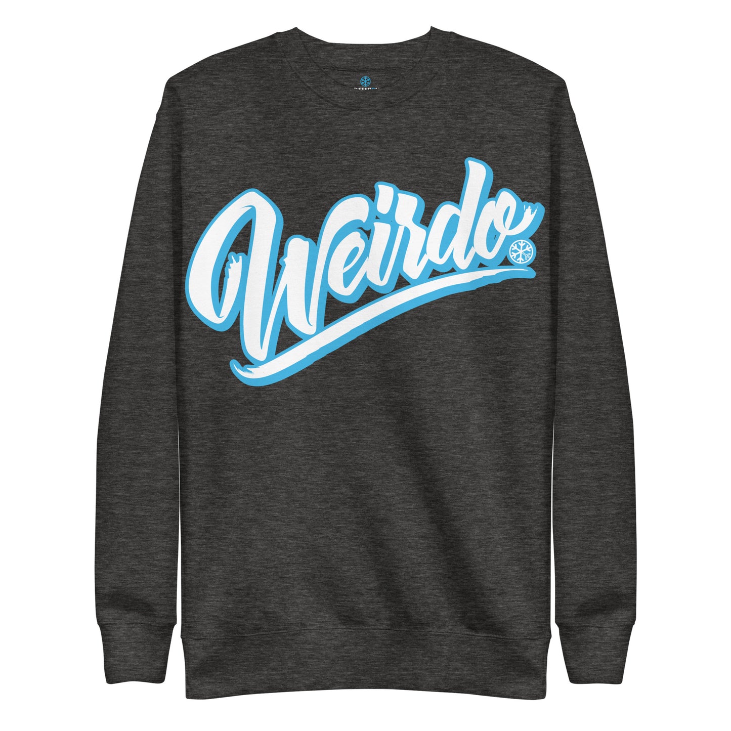 Charcoal Heather-Weirdo Sweatshirt from B.Different Clothing, front view, graffiti-inspired streetwear