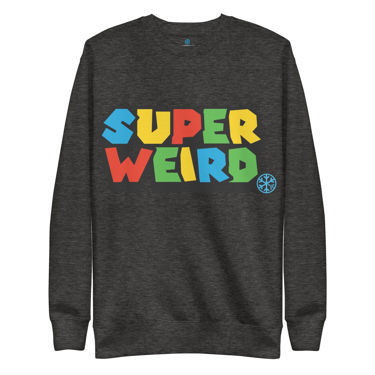 Charcoal Heather-Super Weird Bros Sweatshirt from B.Different Clothing, front view, graffiti-inspired streetwear