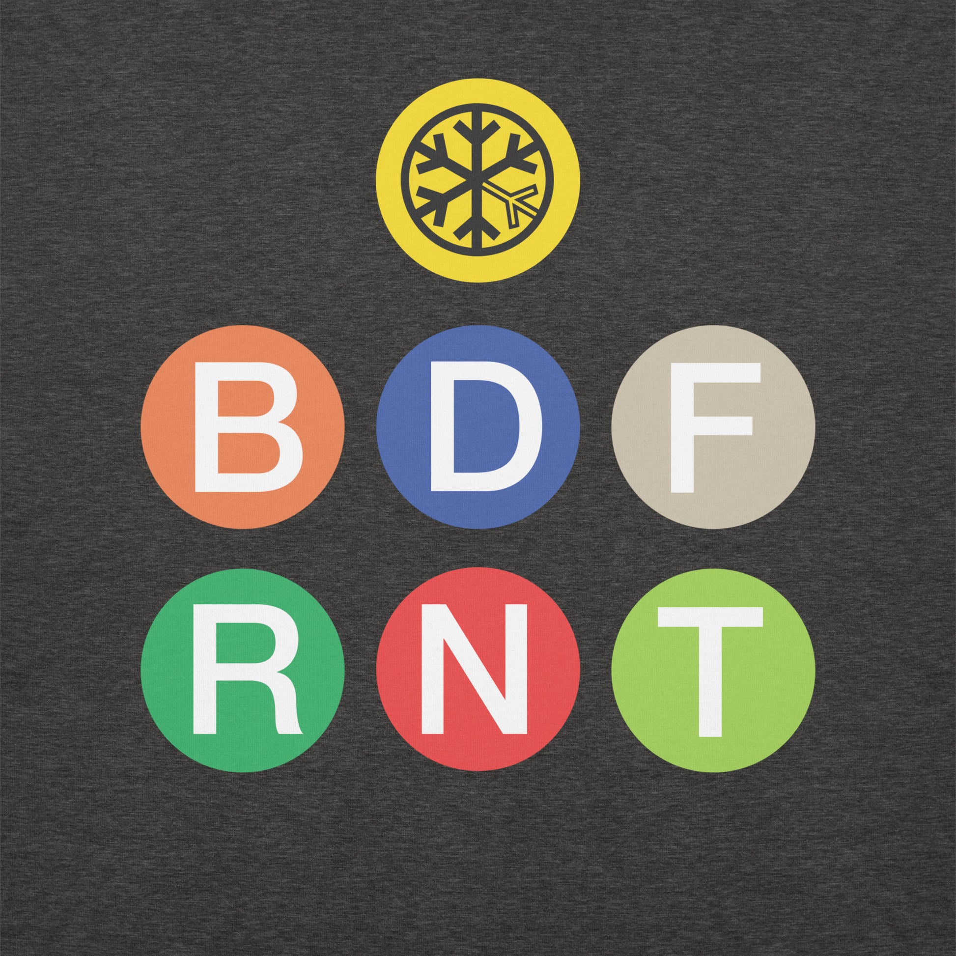 Charcoal Heather-BDFRNT NYC Subway Sweatshirt from B.Different Clothing, front graphic, graffiti-inspired streetwear