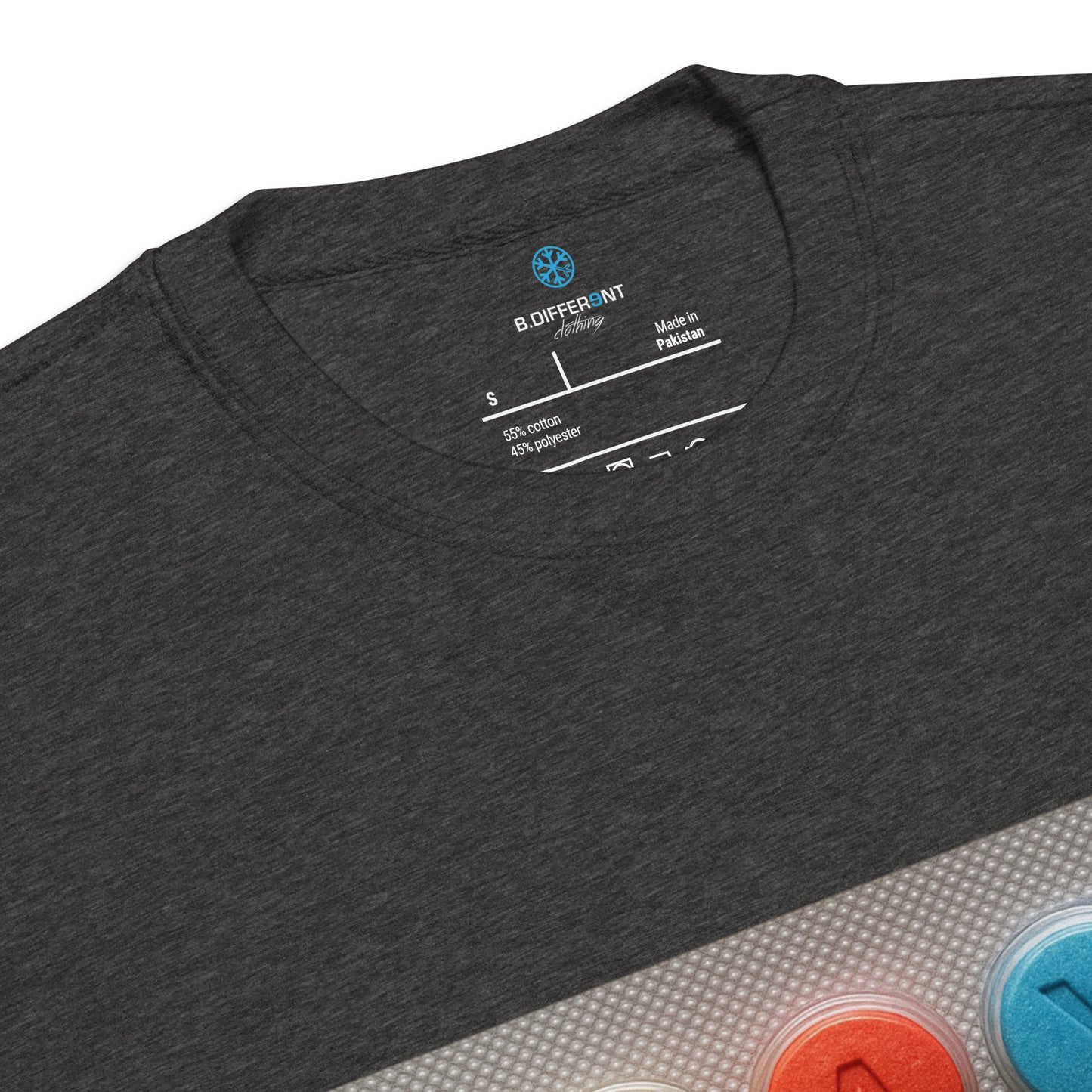 Darkgray-Stay Weird Pills Sweatshirt from B.Different Clothing, collar, graffiti-inspired streetwear