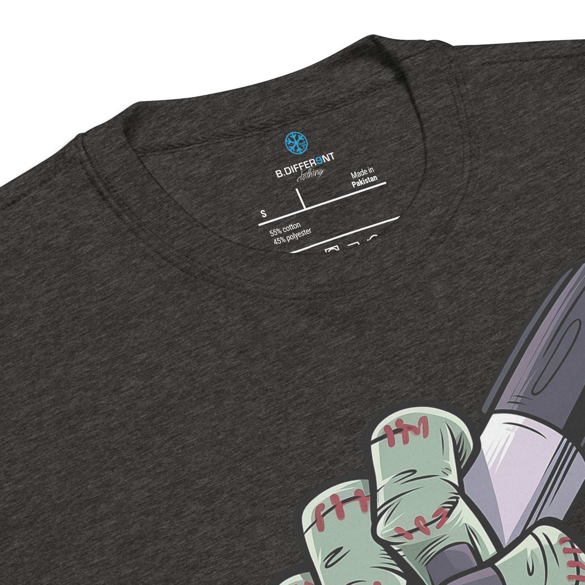 Darkgray-Thing Graffiti Sweatshirt from B.Different Clothing, collar, graffiti-inspired streetwear