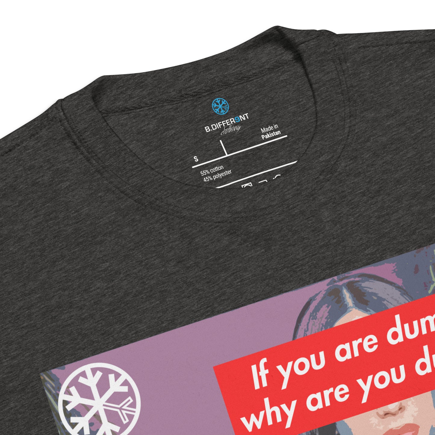 Darkgray-Why Are You Dumb Sweatshirt from B.Different Clothing, collar, graffiti-inspired streetwear