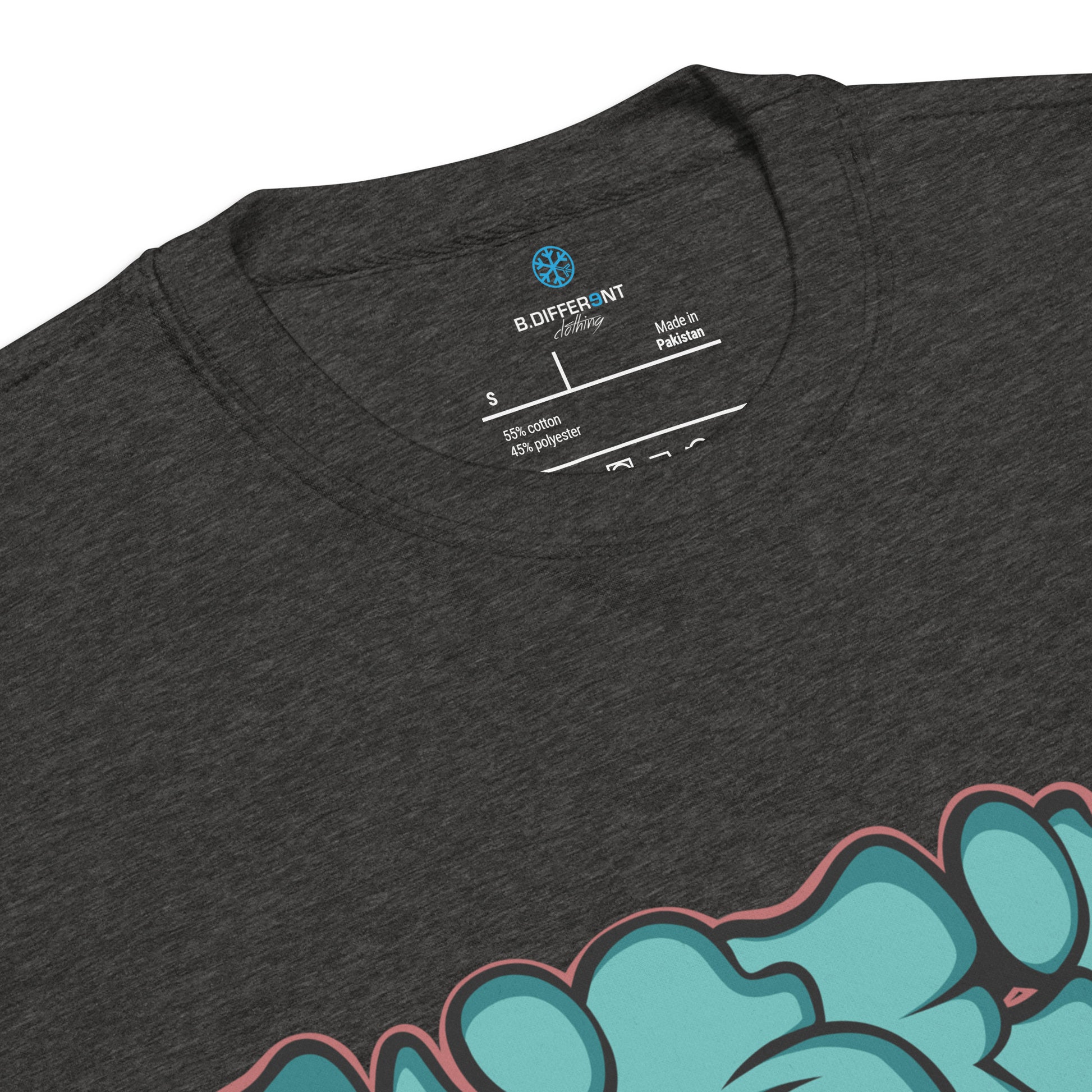 Darkgray-Misfit Graffiti Throwie Sweatshirt from B.Different Clothing, collar, graffiti-inspired streetwear t-shirt