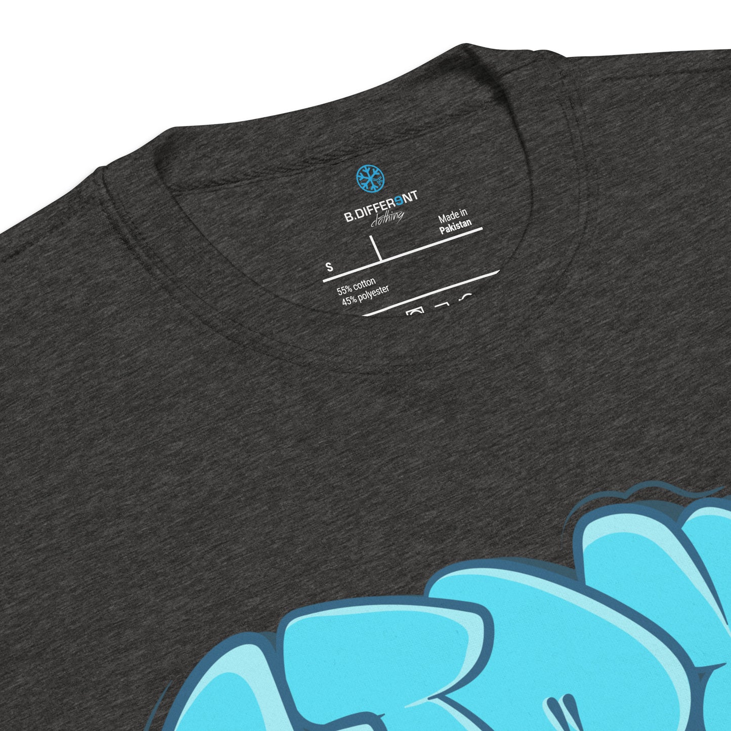 Darkgray-Stay Weird Graffiti Throw-up Sweatshirt from B.Different Clothing, collar, graffiti-inspired streetwear