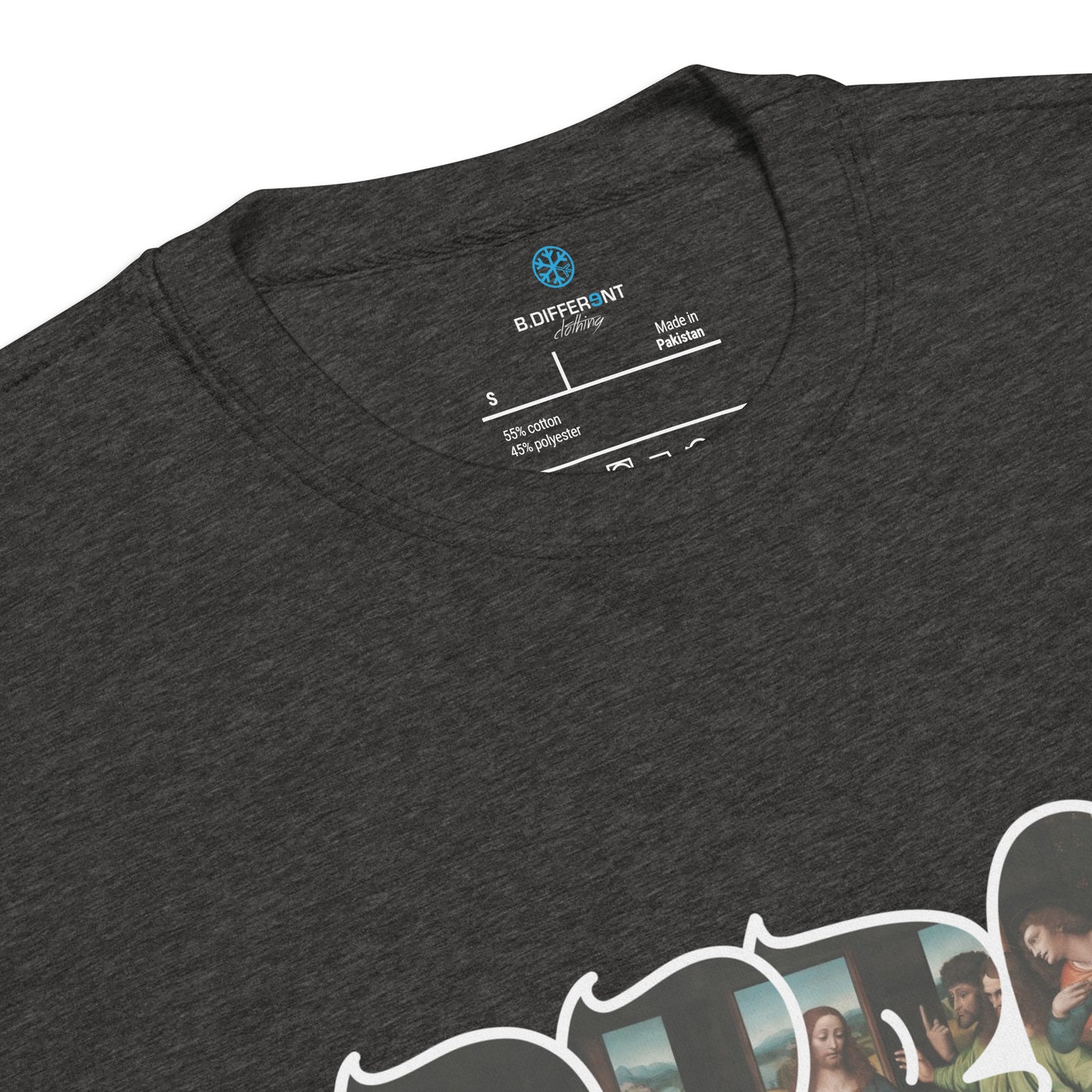 Darkgray-BDFRNT Throwie x Last Supper Graffiti Sweatshirt from B.Different Clothing, collar, graffiti-inspired streetwear