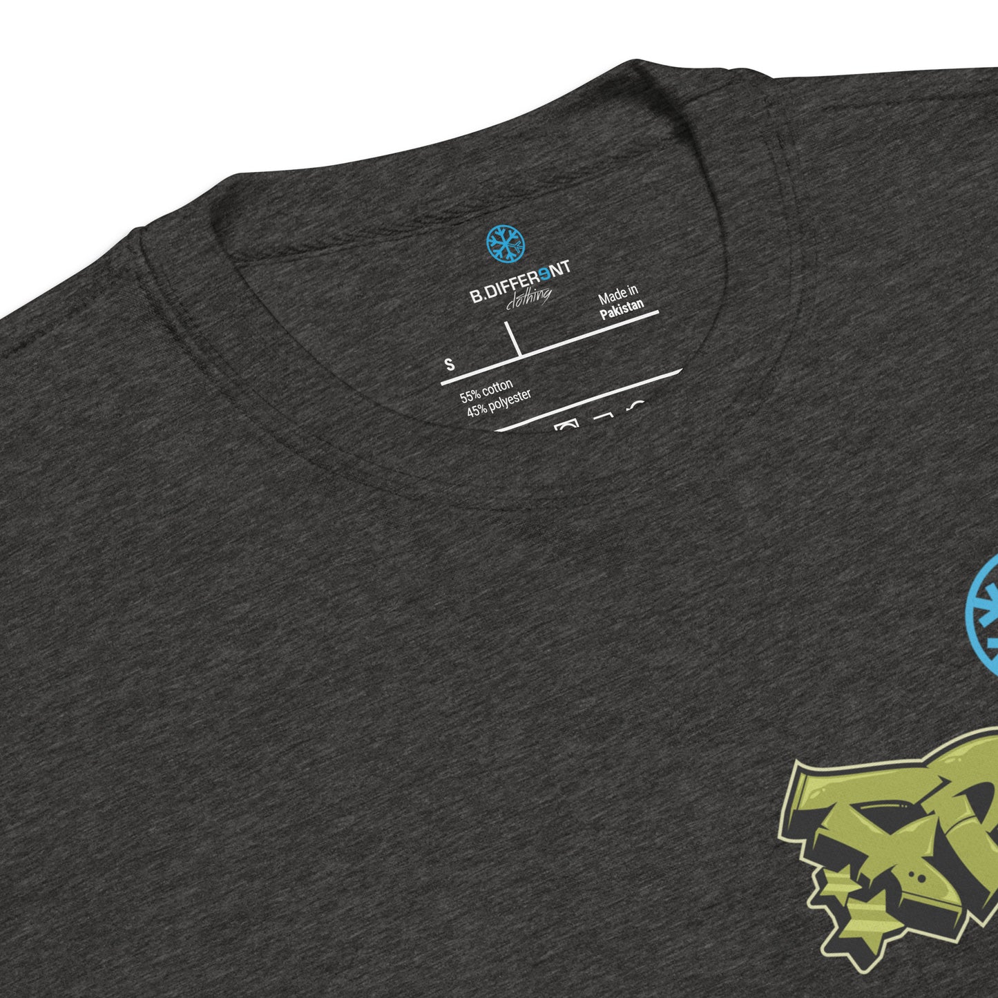 Darkgray-Fresh Graffiti Character Sweatshirt from B.Different Clothing, collar, graffiti-inspired streetwear