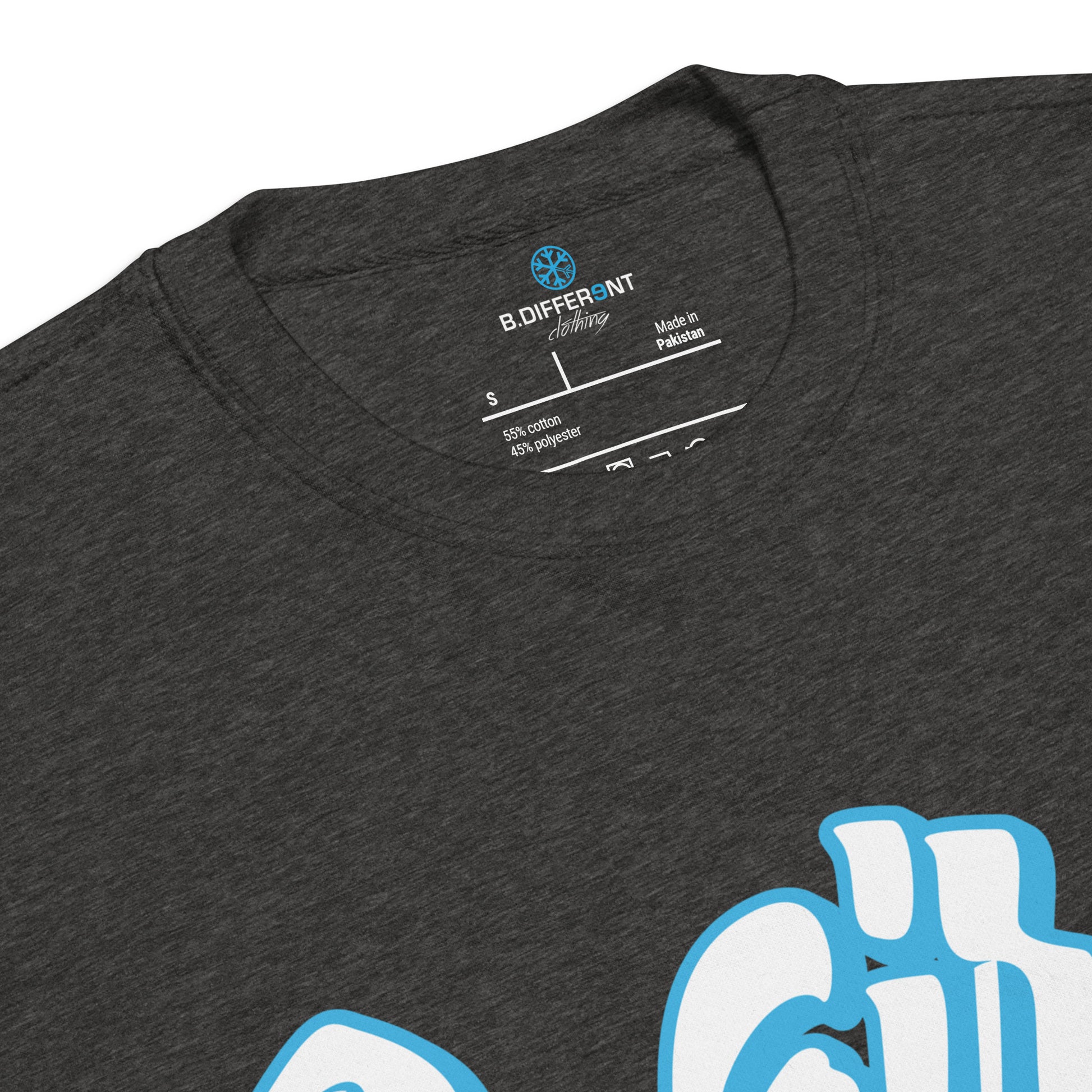 Charcoal Heather-Weirdo Sweatshirt from B.Different Clothing, collar, graffiti-inspired streetwear
