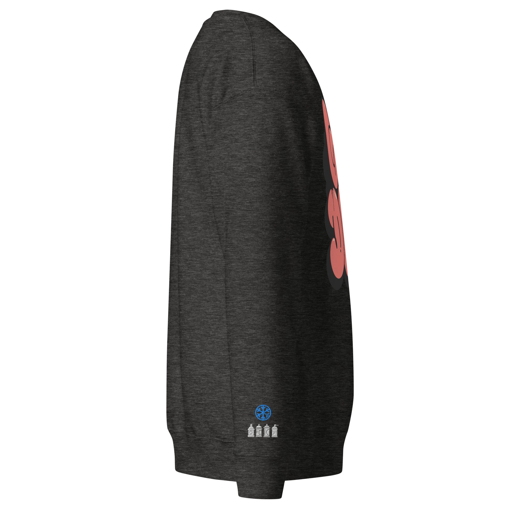 Darkgray-Get Down Graffiti Throw-up Sweatshirt from B.Different Clothing, side view, graffiti-inspired streetwear