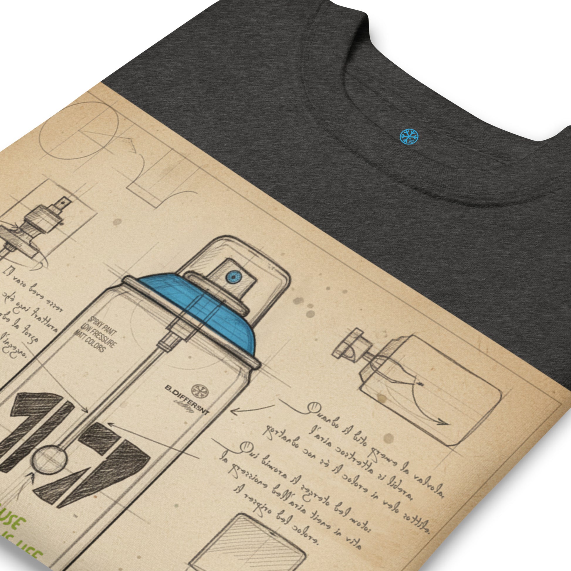 Darkgray-Spray Can Sketch Graffiti Sweatshirt from B.Different Clothing, detail, graffiti-inspired streetwear