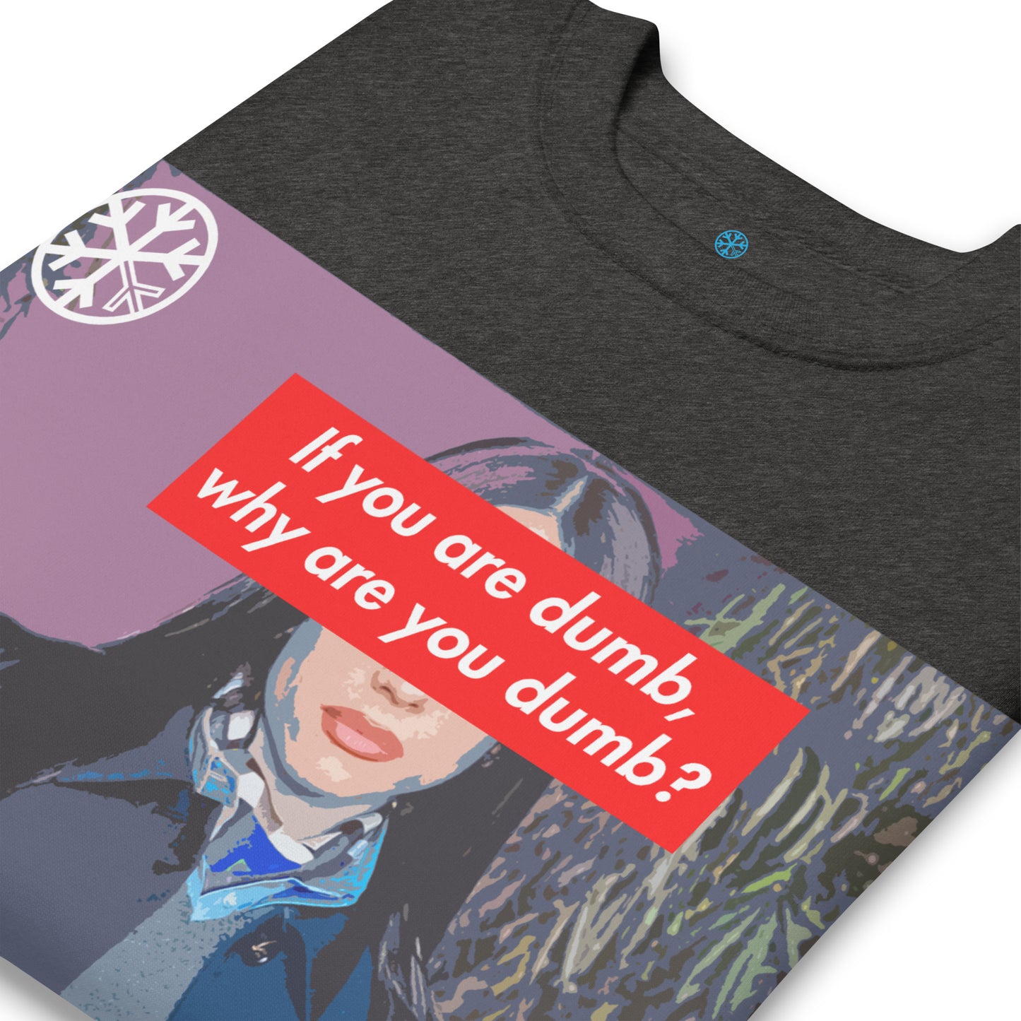 Darkgray-Why Are You Dumb Sweatshirt from B.Different Clothing, detail, graffiti-inspired streetwear