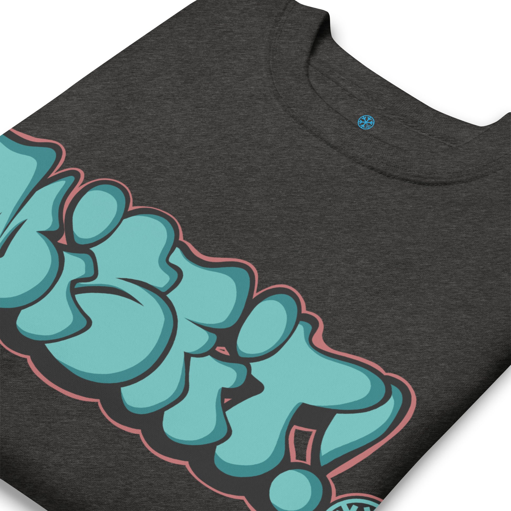 Darkgray-Misfit Graffiti Throwie Sweatshirt from B.Different Clothing, detail, graffiti-inspired streetwear t-shirt